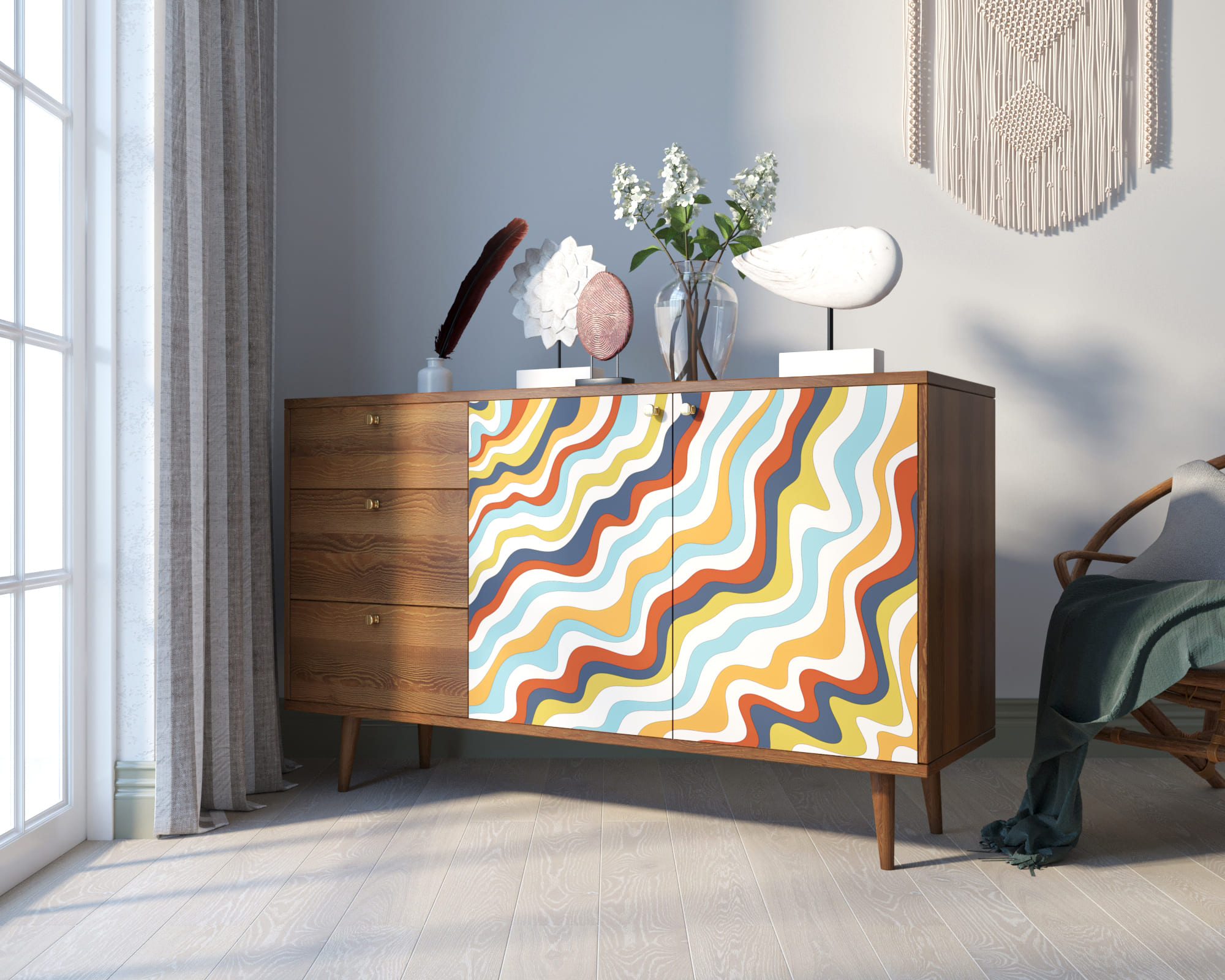 фото Комод "Berber" с двумя дверками и ящиками 21 принт арт BB05/Print_21