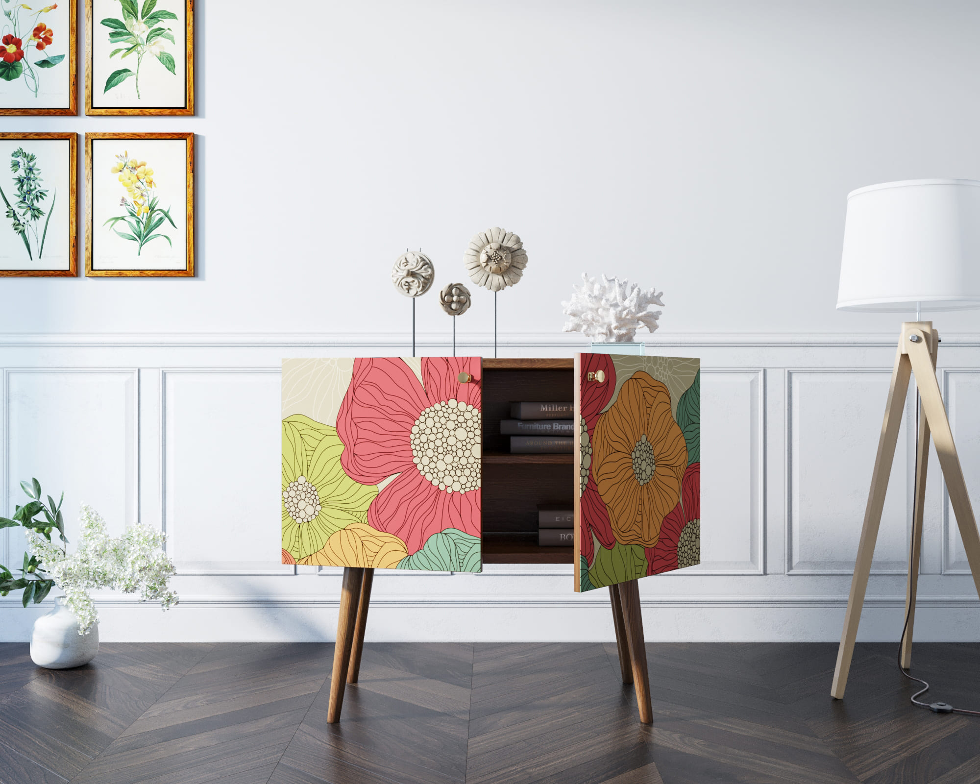 Комод на высоких ножках "Berber" малый принт 5 арт BB13/Print_05 в интернет-магазине