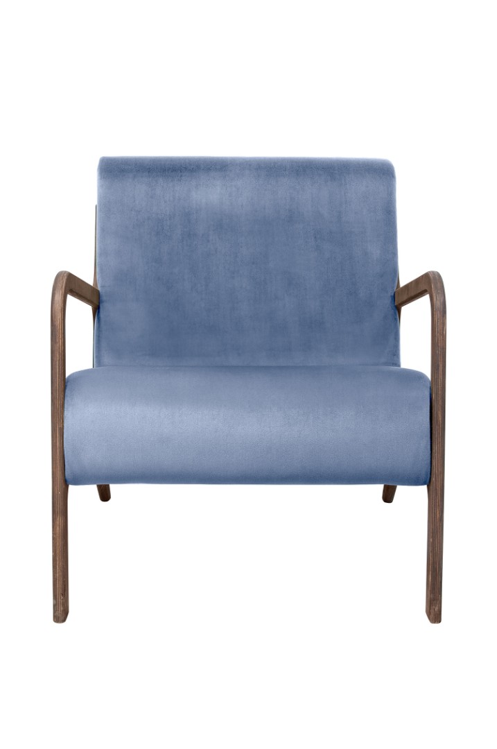 купить Низкое кресло с деревянными подлокотниками Mody Sky цвет синий в Москве купить Низкое кресло с деревянными подлокотниками Mody Sky цвет синий