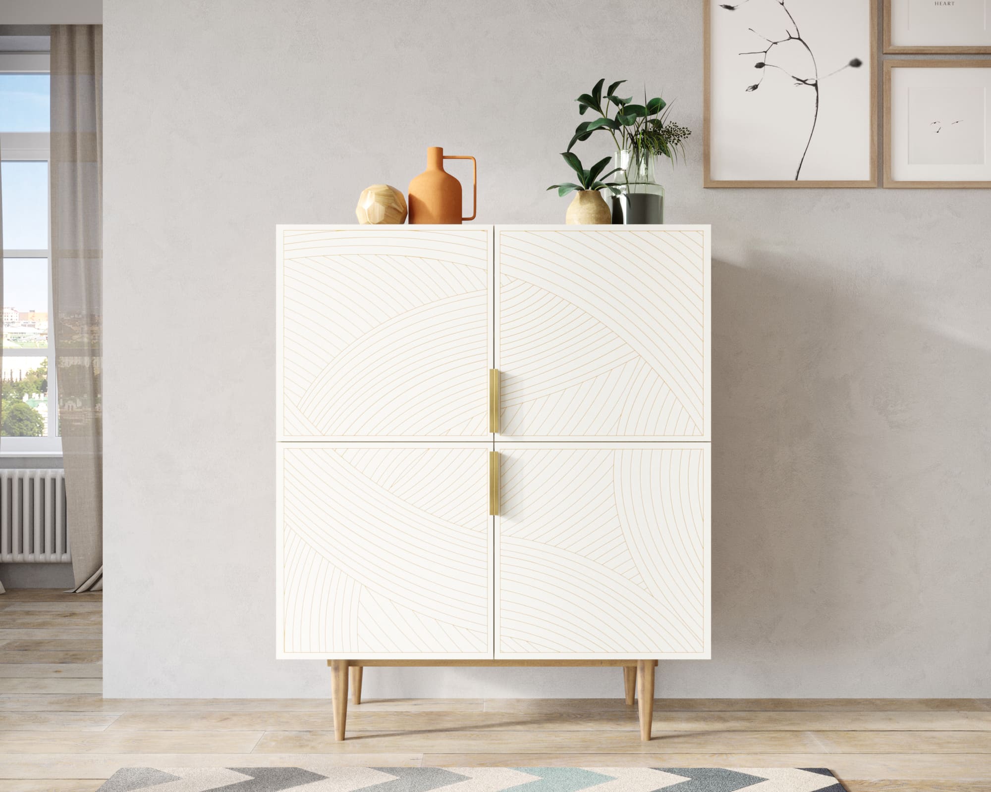 Большой комод с четырьмя дверками "Line" LN03/GR1/beige в интернет-магазине