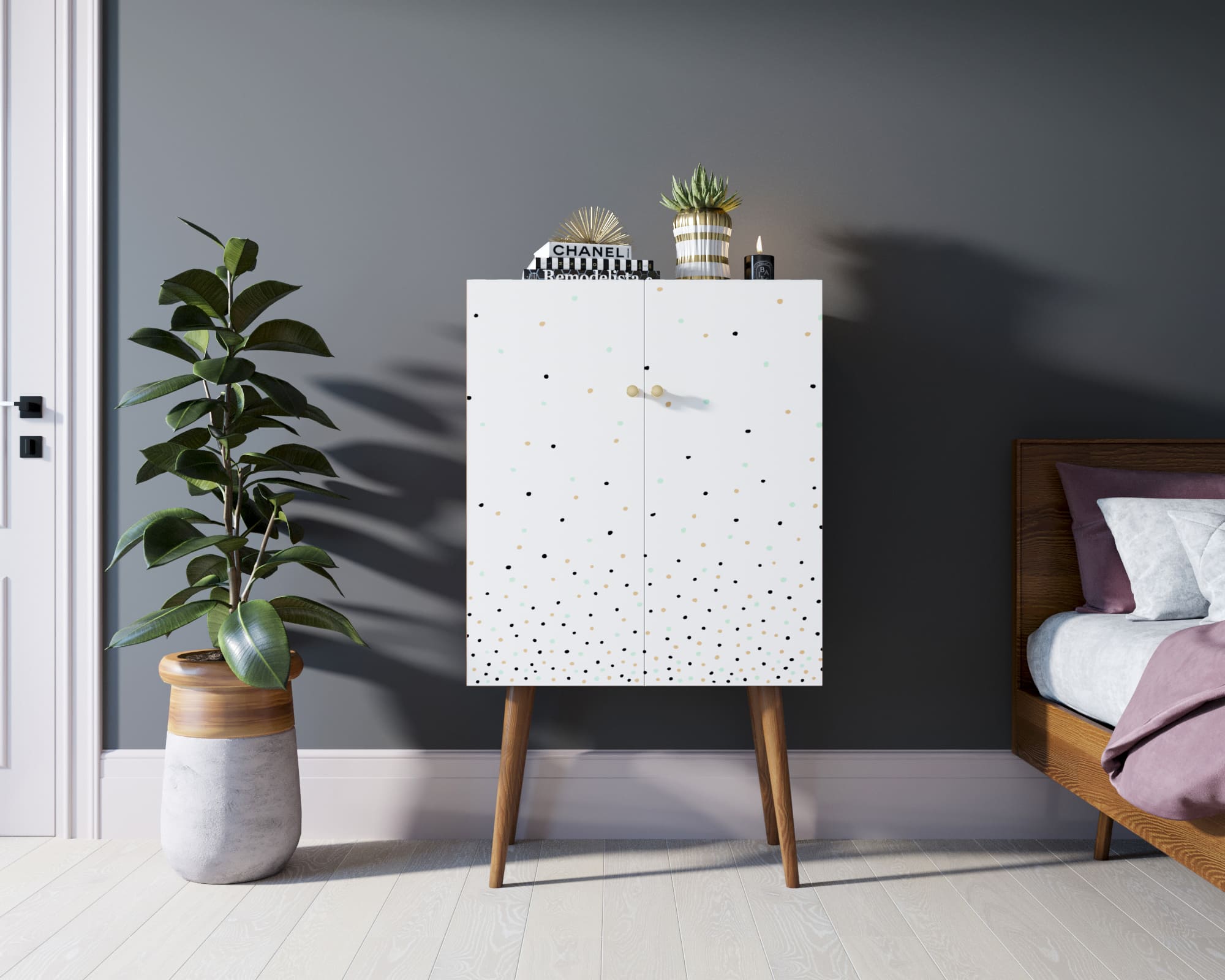 Комод на высоких ножках "Berber" 15 принт арт BB09/Print_15 в интерьере