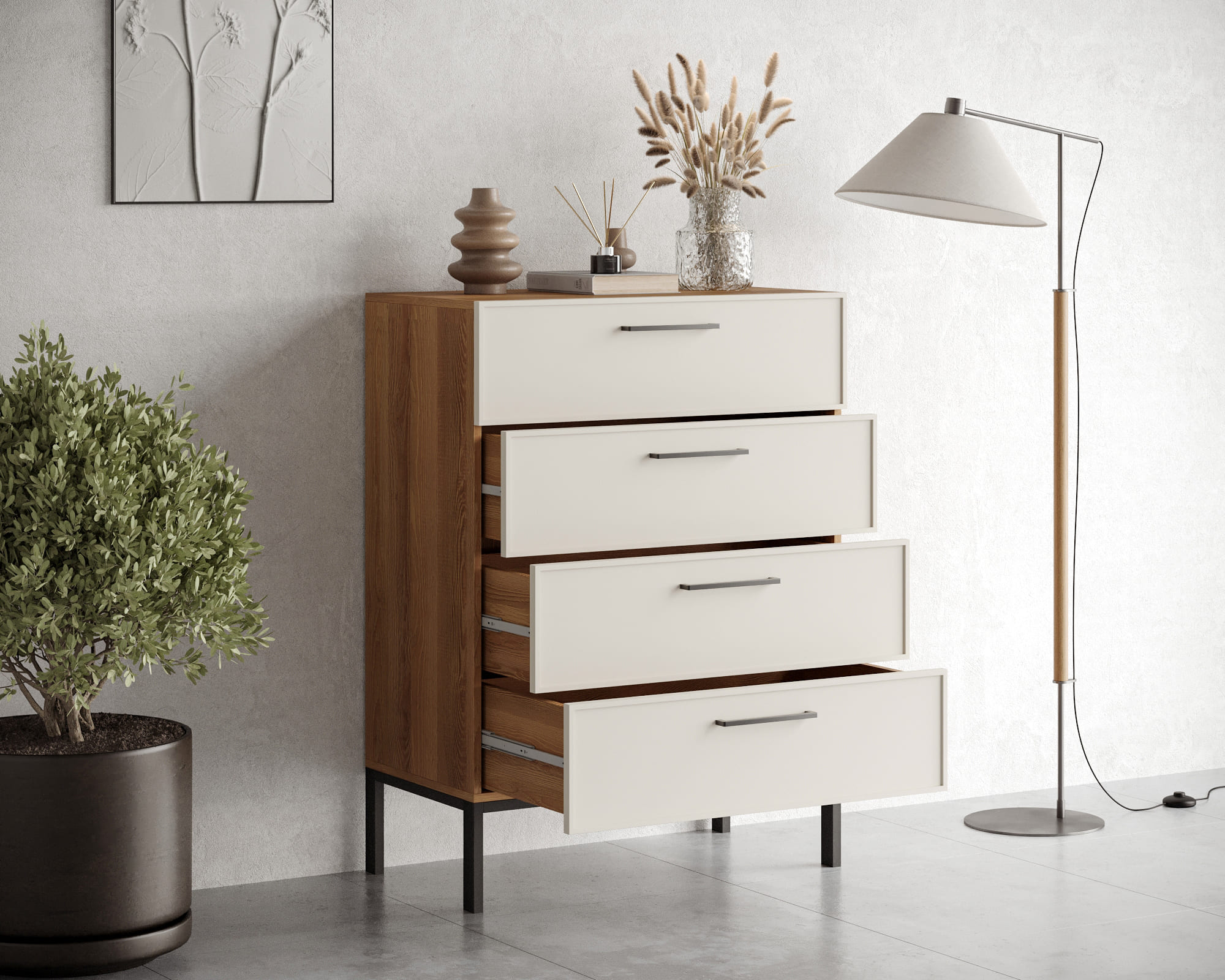 купить Комод вертикальный с четырьмя ящиками "Nicole" арт NEM18