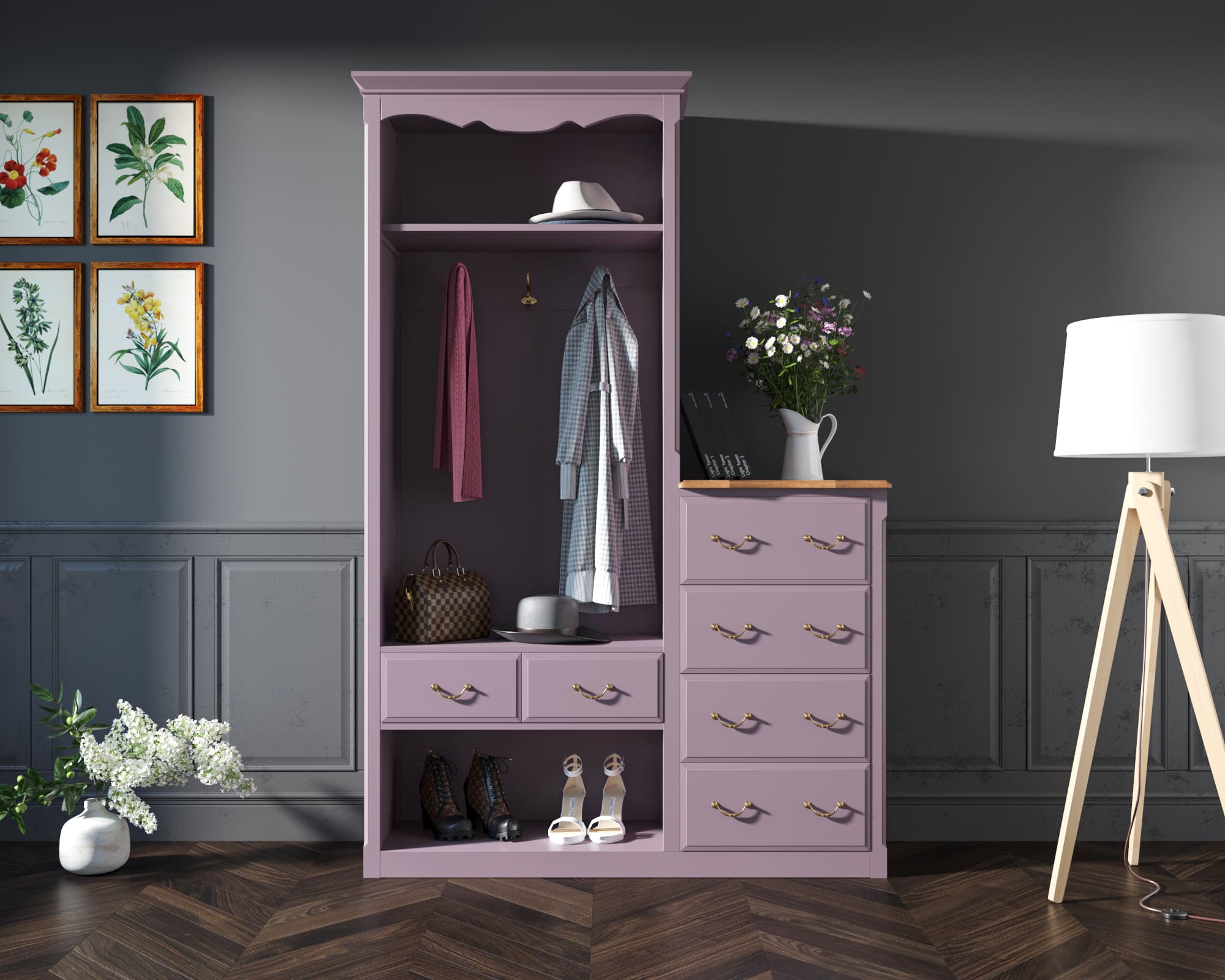 фото Шкаф-прихожая Leontina Lavanda с комодом арт ST9362L в Москве фото Шкаф-прихожая Leontina Lavanda с комодом арт ST9362L