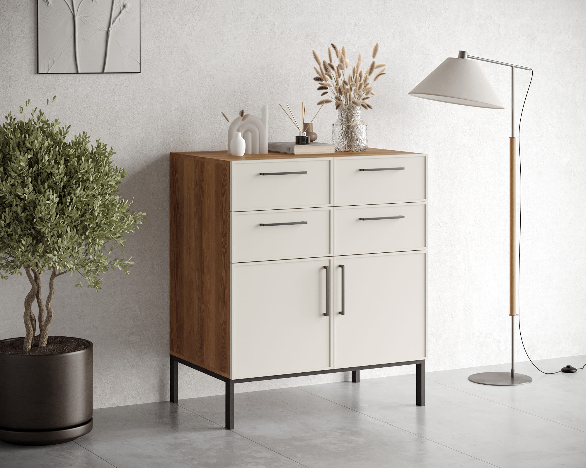 Большой комод с четырьмя ящиками и дверками "Nicole" NLN17 в интернет-магазине