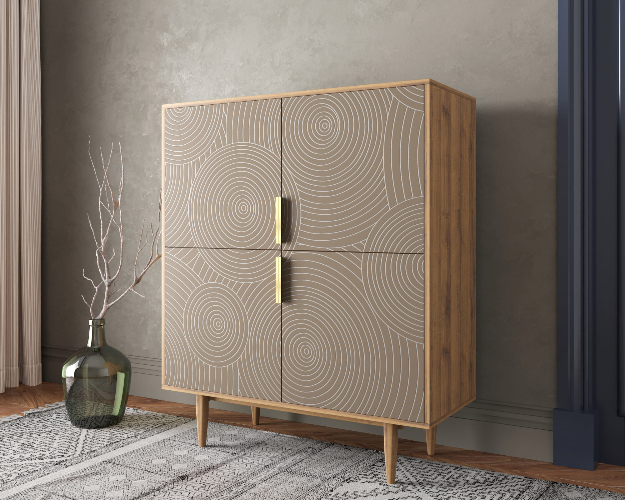 заказать Большой комод с четырьмя дверками "Line" R19/beige в Москве заказать Большой комод с четырьмя дверками "Line" R19/beige