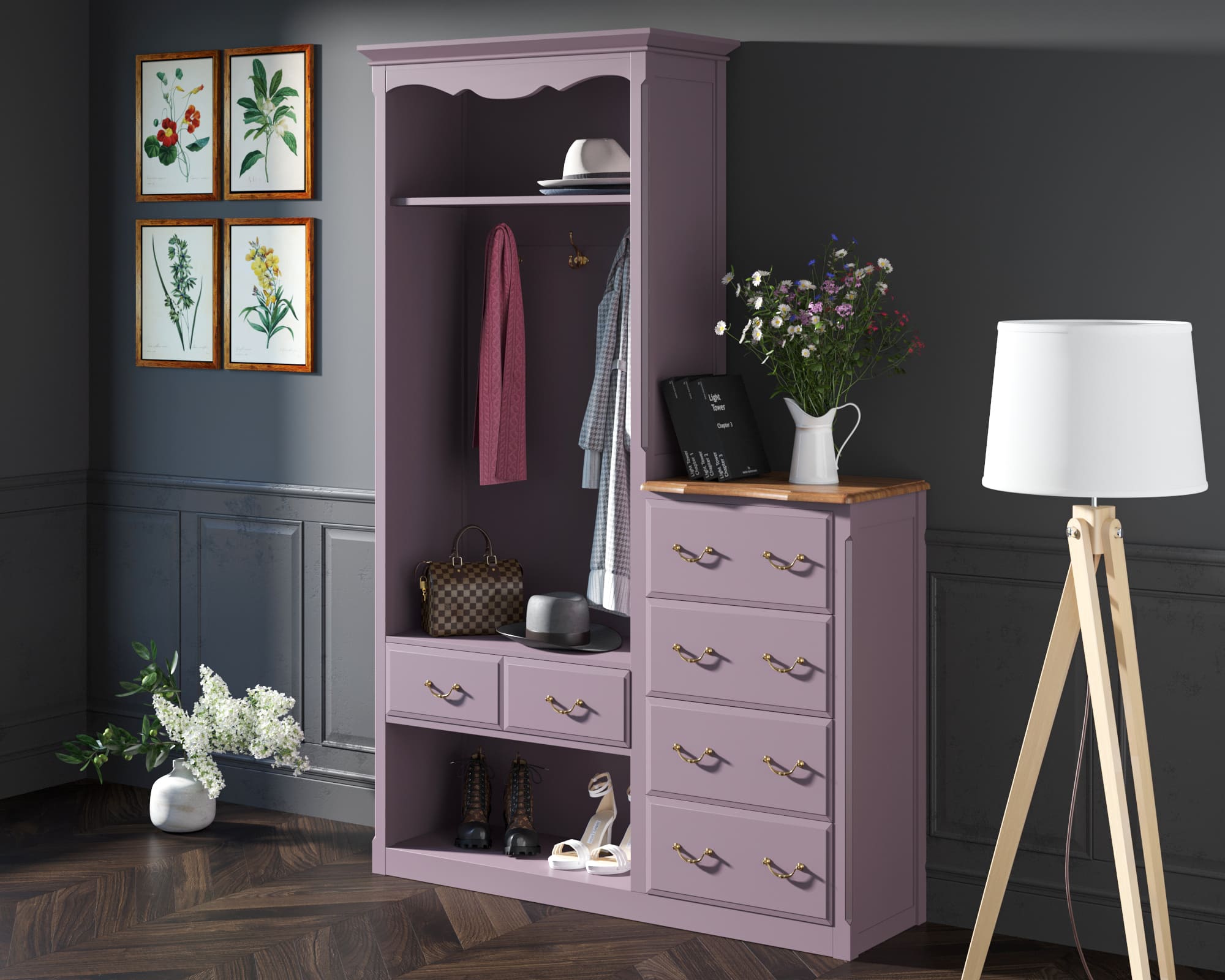 заказать Шкаф-прихожая Leontina Lavanda с комодом арт ST9362L в Москве заказать Шкаф-прихожая Leontina Lavanda с комодом арт ST9362L