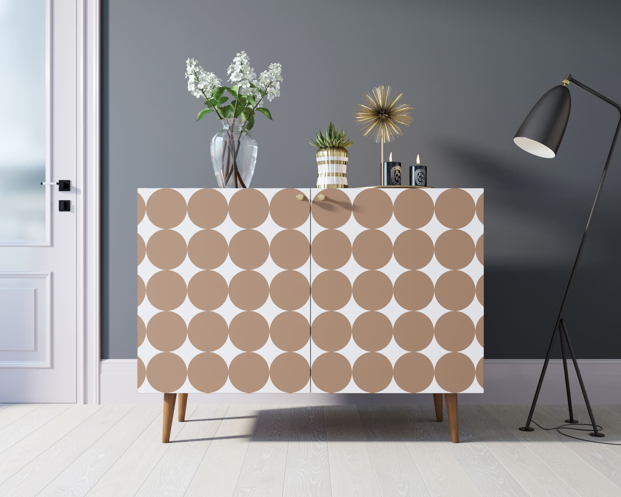 Комод "Berber" две дверки 17 принт арт BB04/Print_17 в интерьере