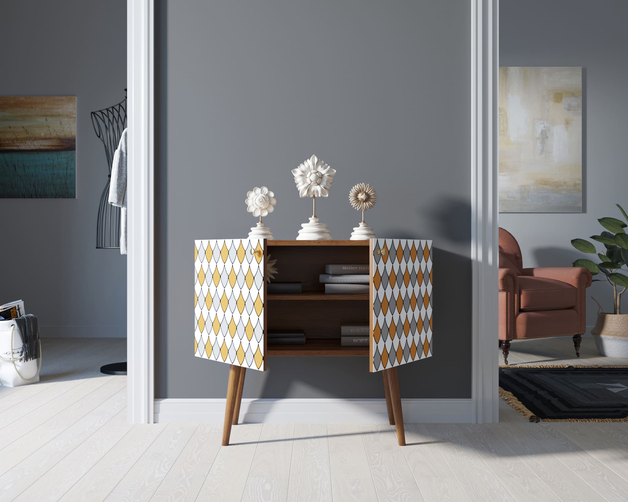 Комод на высоких ножках "Berber" малый принт 22 арт BB13/Print_22 в интернет-магазине