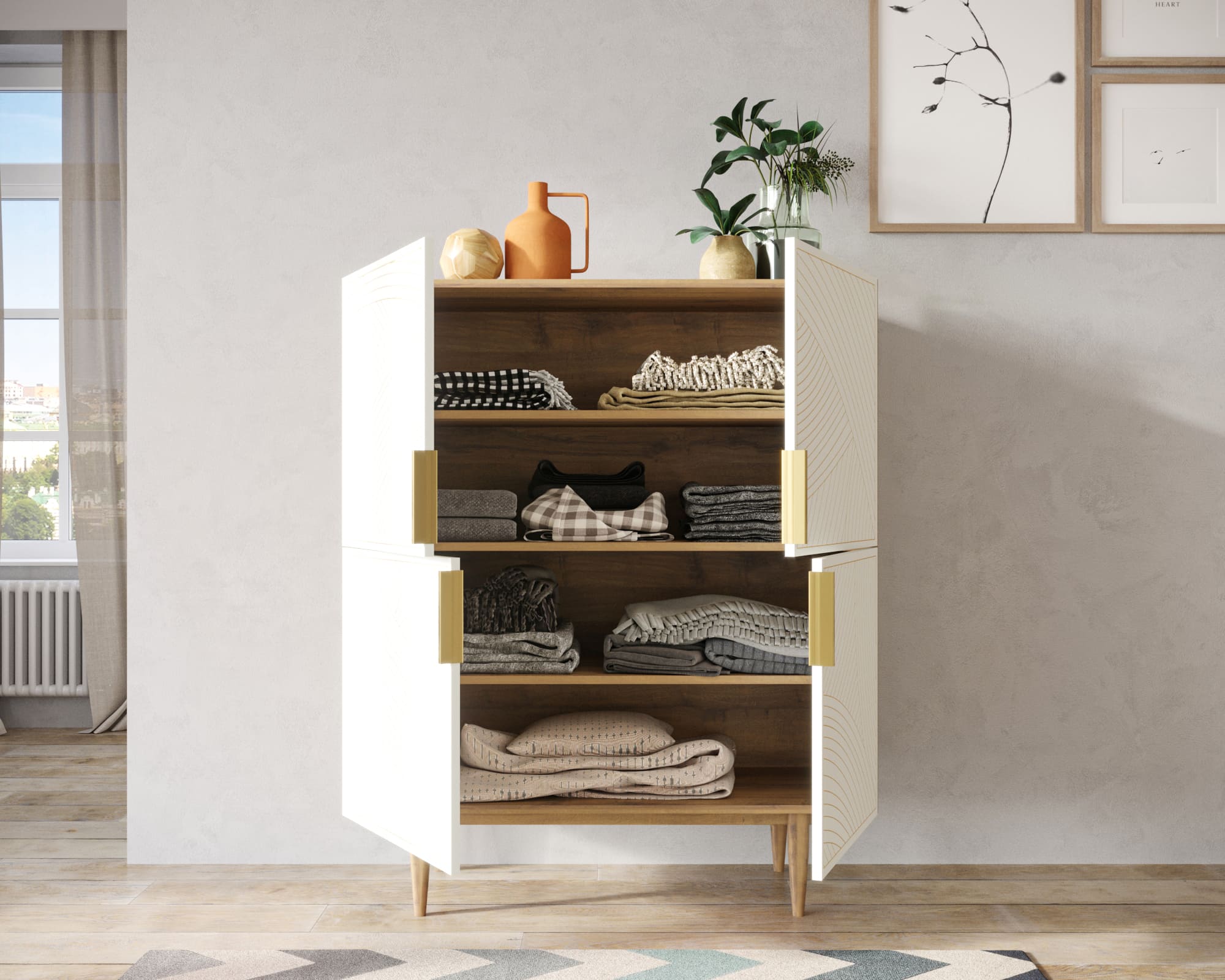 купить Большой комод с четырьмя дверками "Line" LN03/GR1/beige