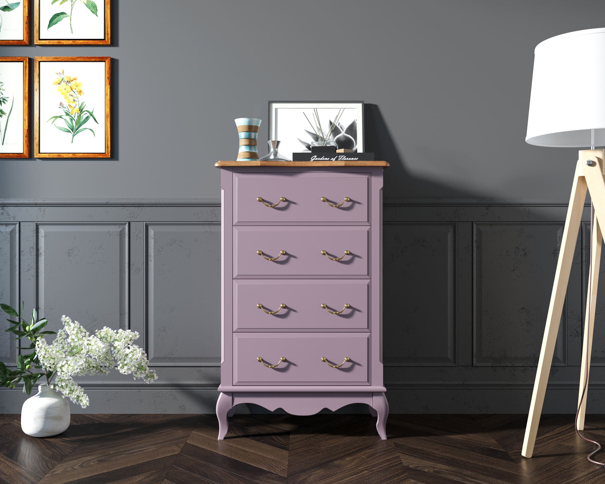 фото Комод Leontina Lavanda четыре ящика арт ST9340L