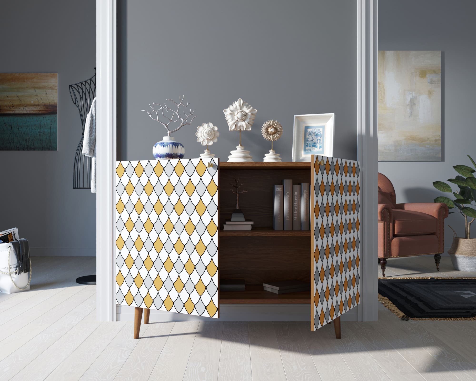 Комод "Berber" две дверки 22 принт арт BB04/Print_22 в интернет-магазине