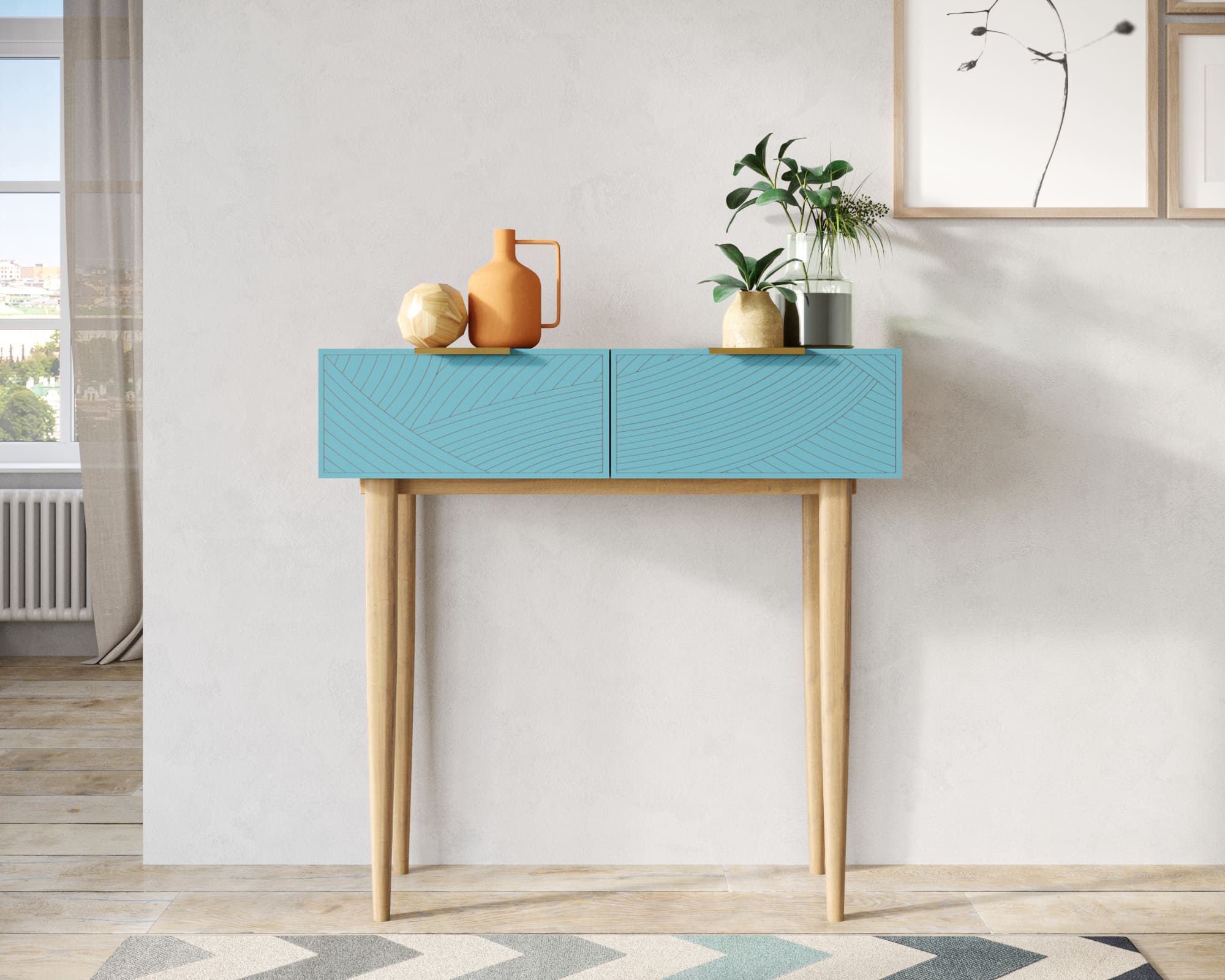 Консоль с двумя ящиками "Line" LN16/GR1/blue в интернет-магазине в Москве Консоль с двумя ящиками "Line" LN16/GR1/blue в интернет-магазине