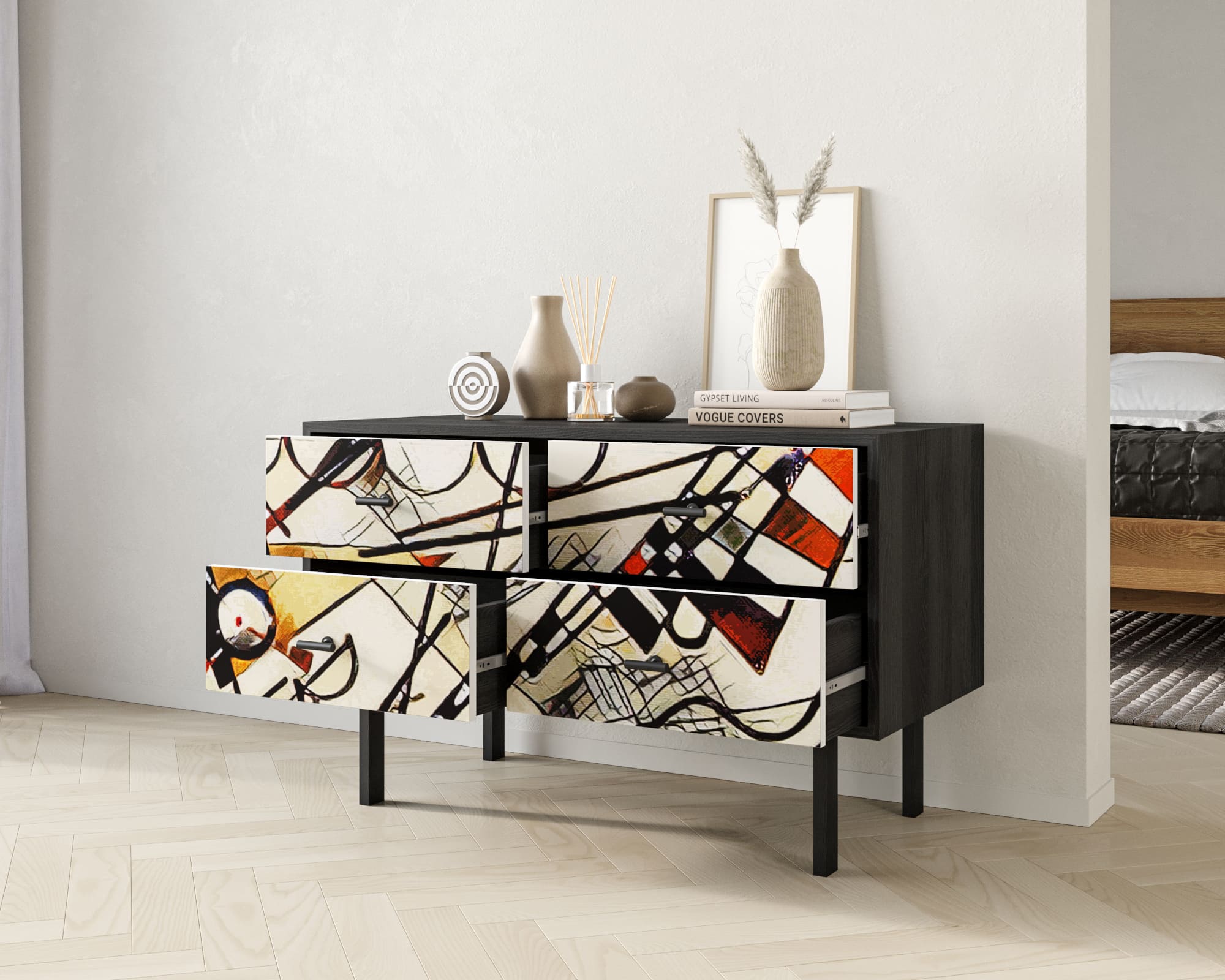 купить Комод с четырьмя ящиками "Emerson" by Kandinsky арт EM05/Print_01