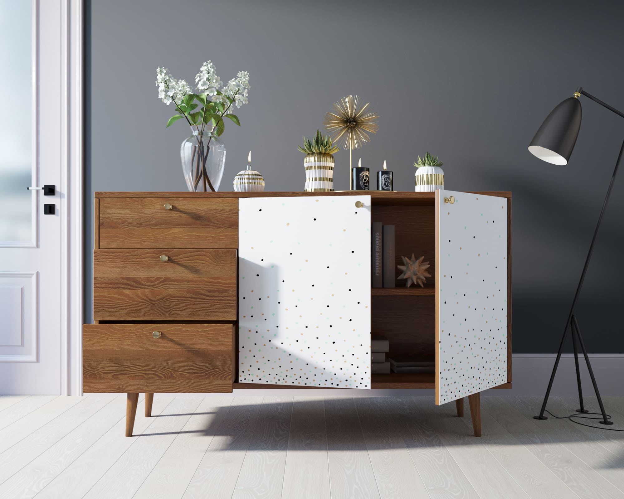 Комод "Berber" с двумя дверками и ящиками 15 принт арт BB05/Print_15 в интернет-магазине