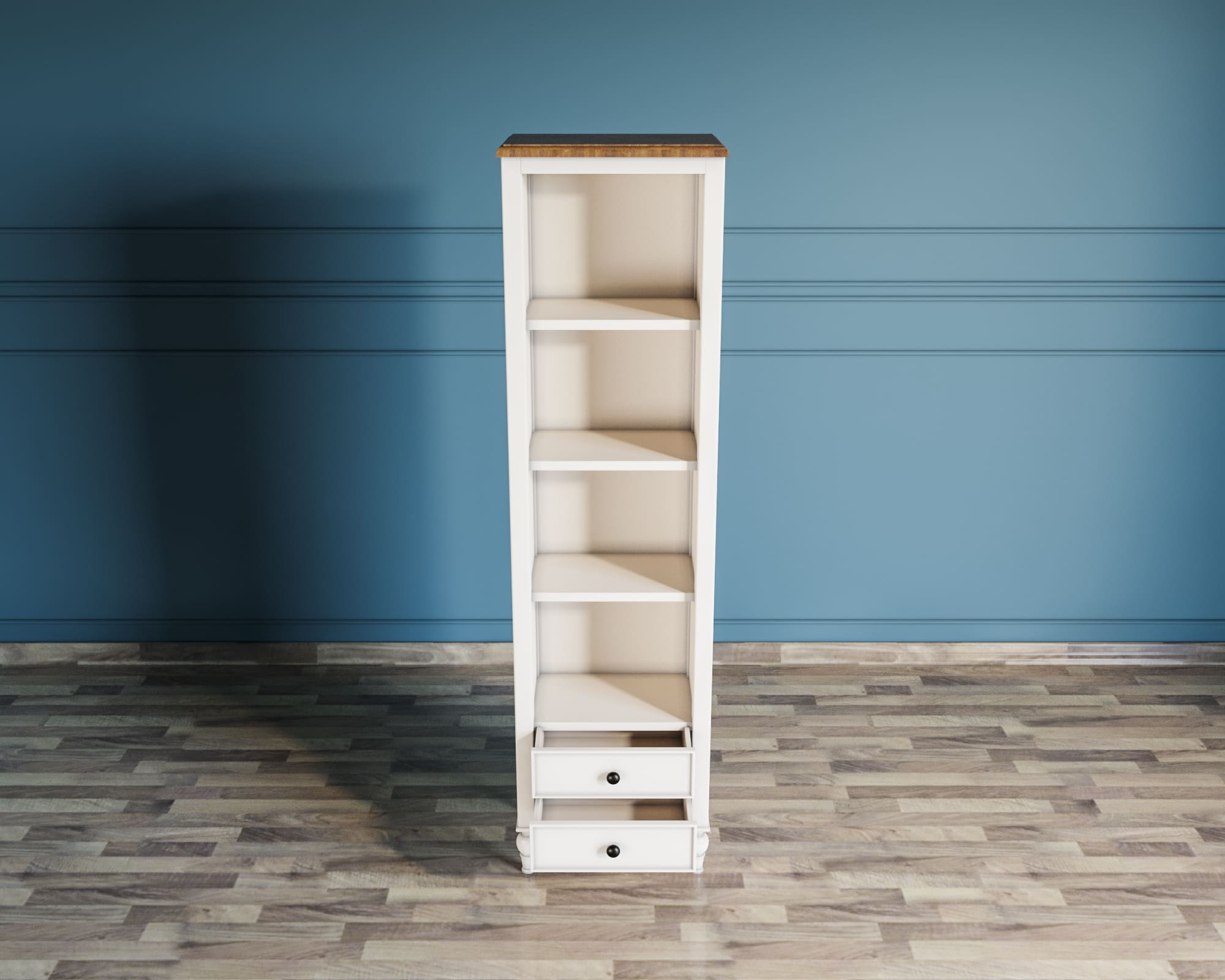 купить Узкий стеллаж "Odri" с ящиками в стиле Прованс арт od2130L в Москве купить Узкий стеллаж "Odri" с ящиками в стиле Прованс арт od2130L