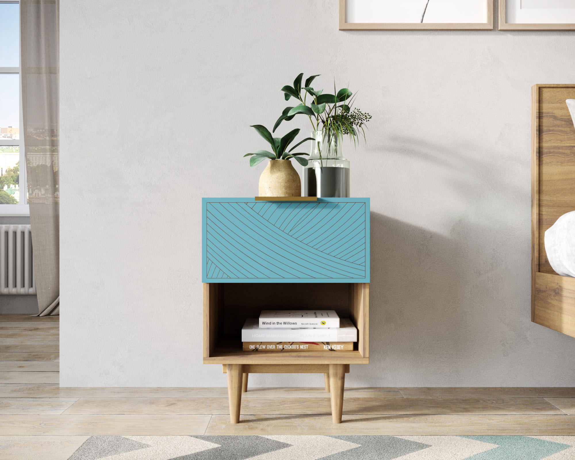 Тумбочка с верхним ящиком "Line" LN10/GR1/blue в интернет-магазине в Москве Тумбочка с верхним ящиком "Line" LN10/GR1/blue в интернет-магазине