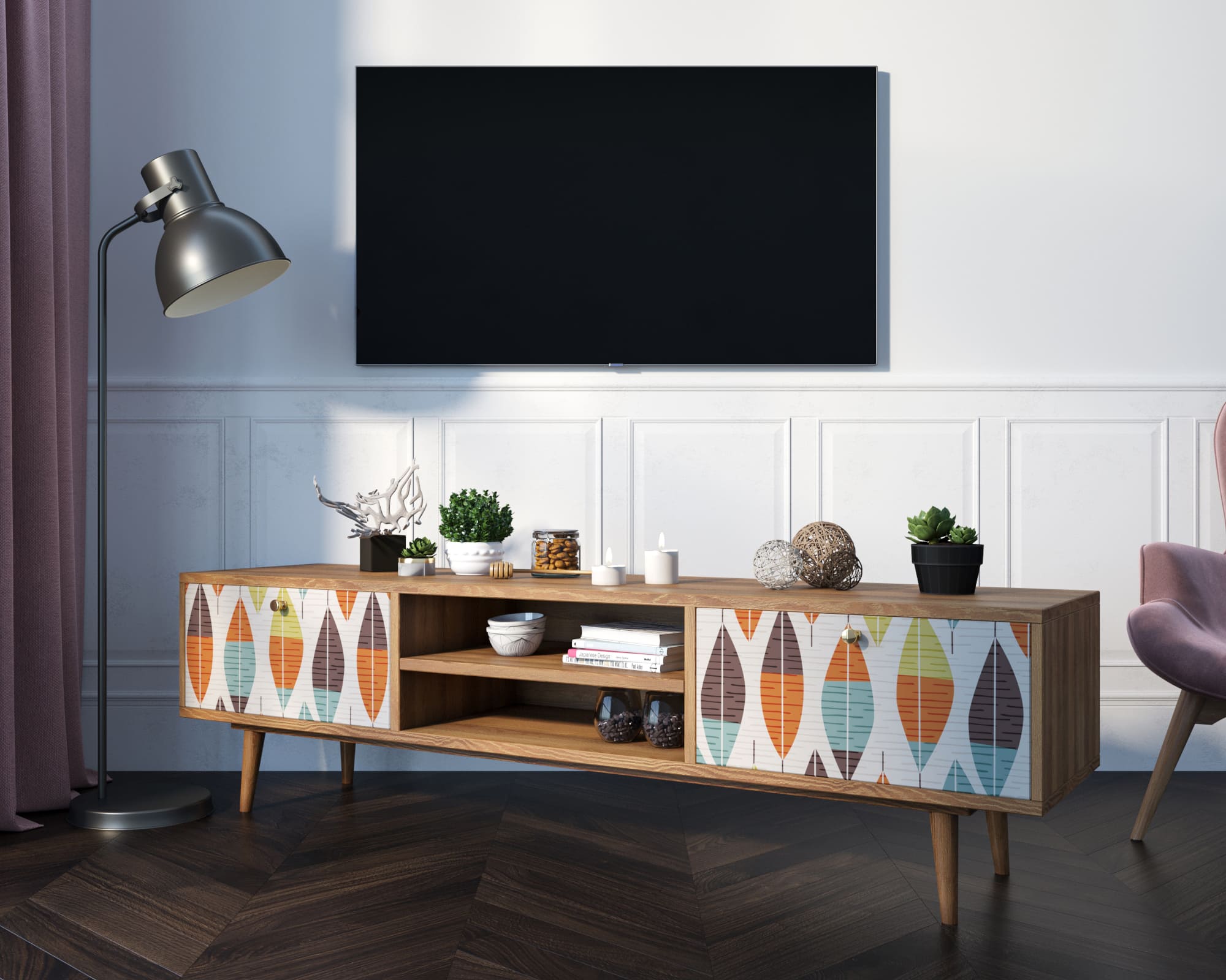 заказать Комод "Berber" с нишей низкий под TV принт 48 арт BB49/Print_48