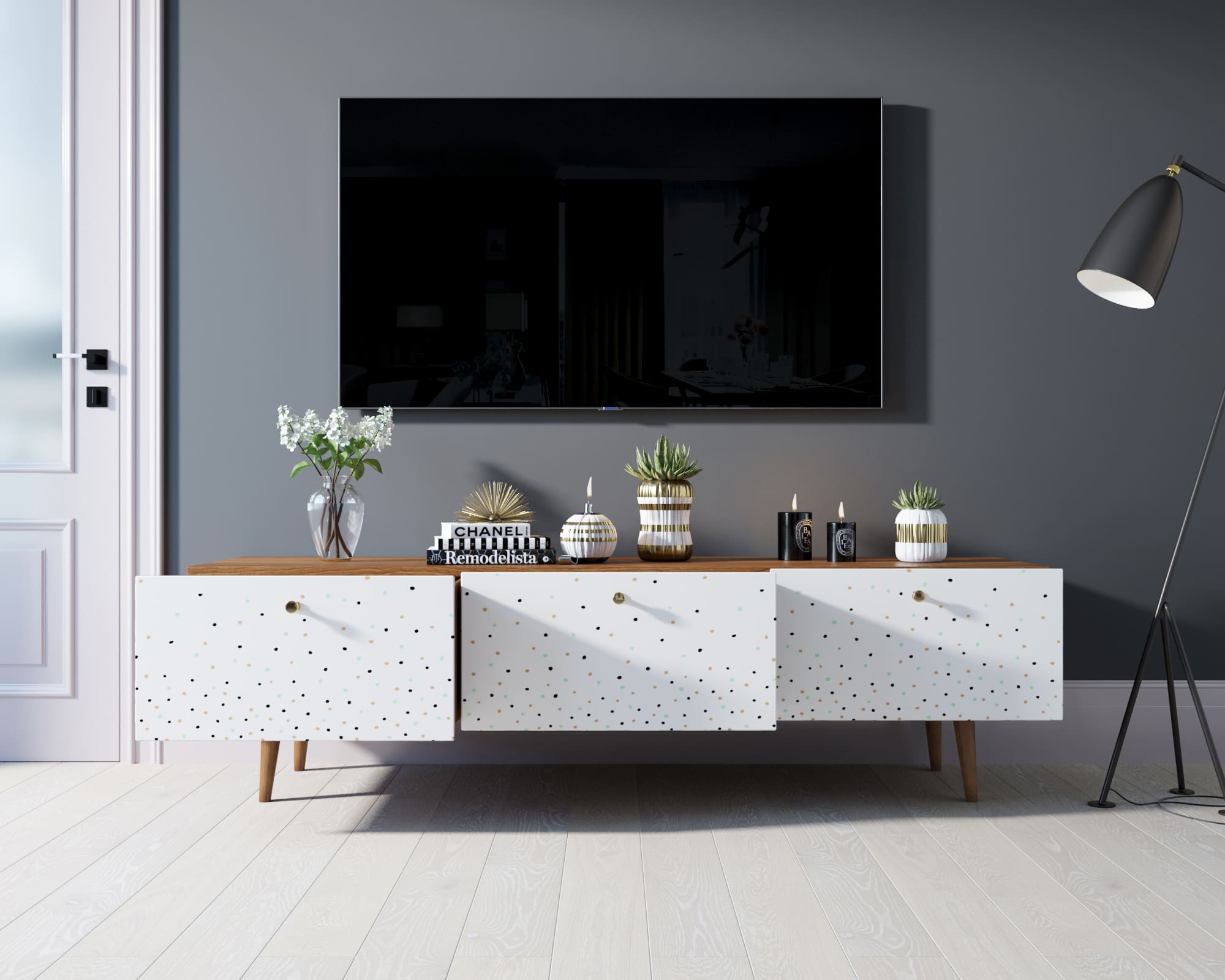 Комод "Berber" с ящиками низкий под TV принт 15 арт BB19/Print_15 в интернет-магазине