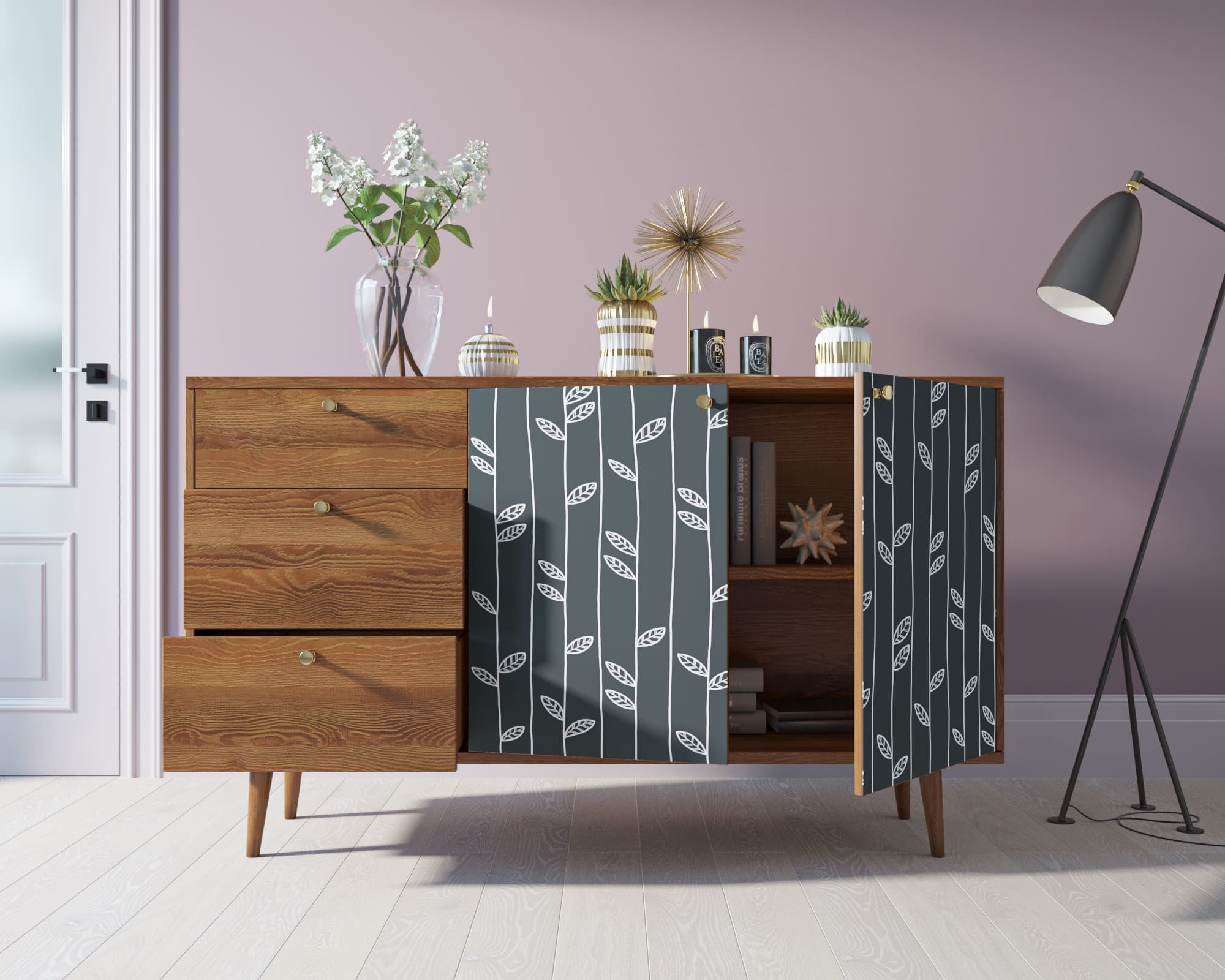 Комод "Berber" с двумя дверками и ящиками 18 принт арт BB05/Print_18 в интернет-магазине