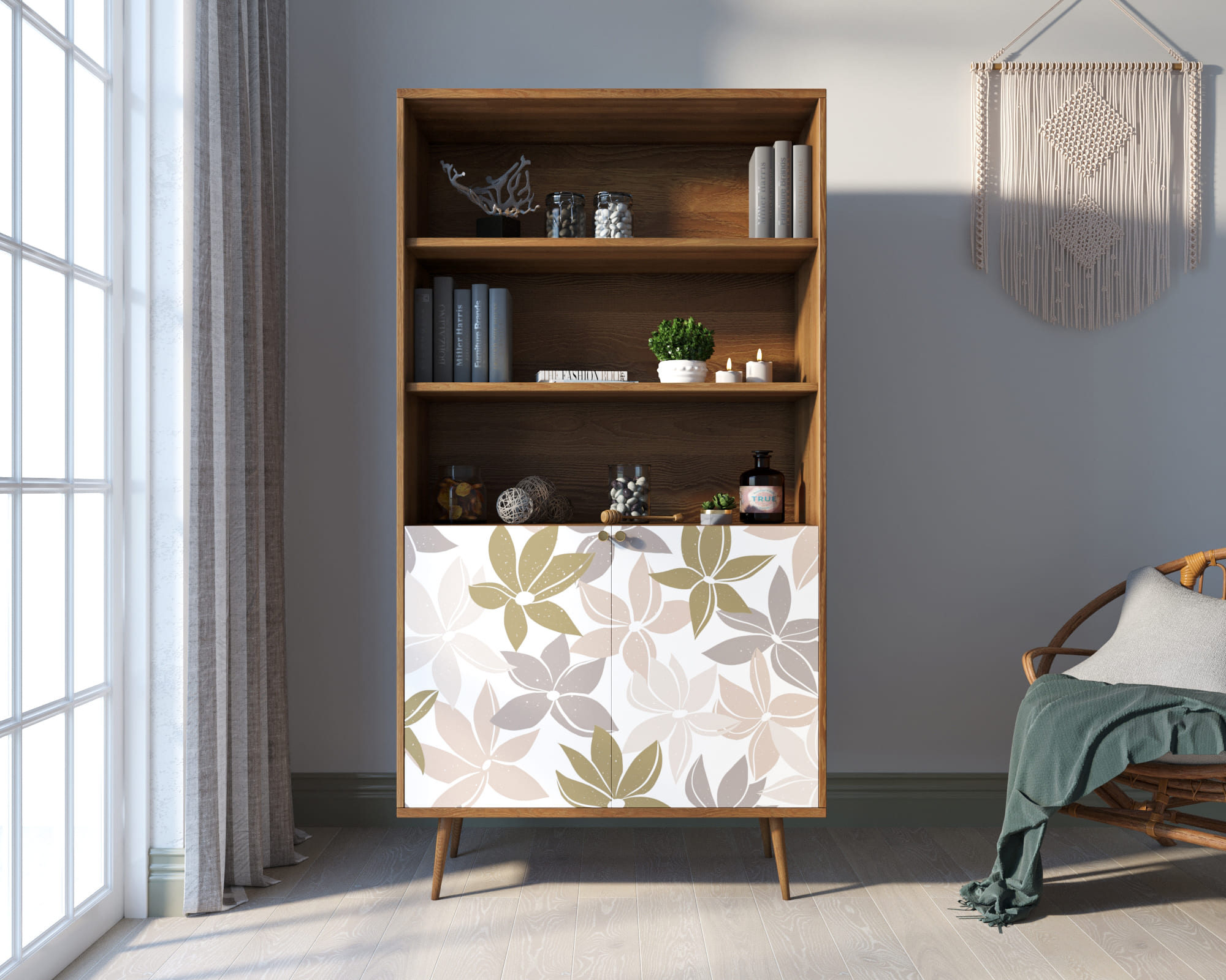 Стеллаж с дверками "Berber" принт 27 арт BB26/Print_27 в интернет-магазине