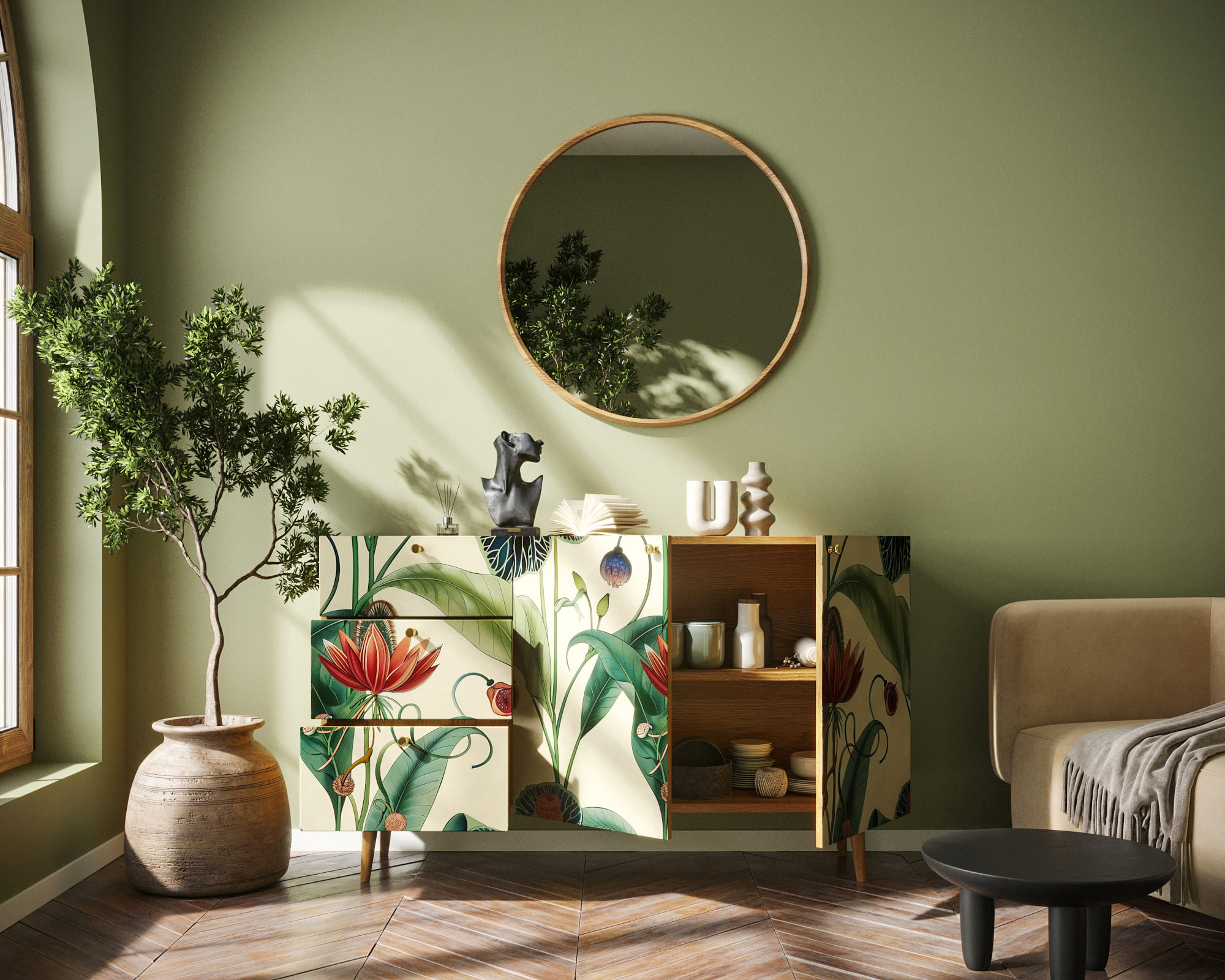 купить Комод "Berber" с двумя дверками и ящиками арт BB17/Print_55