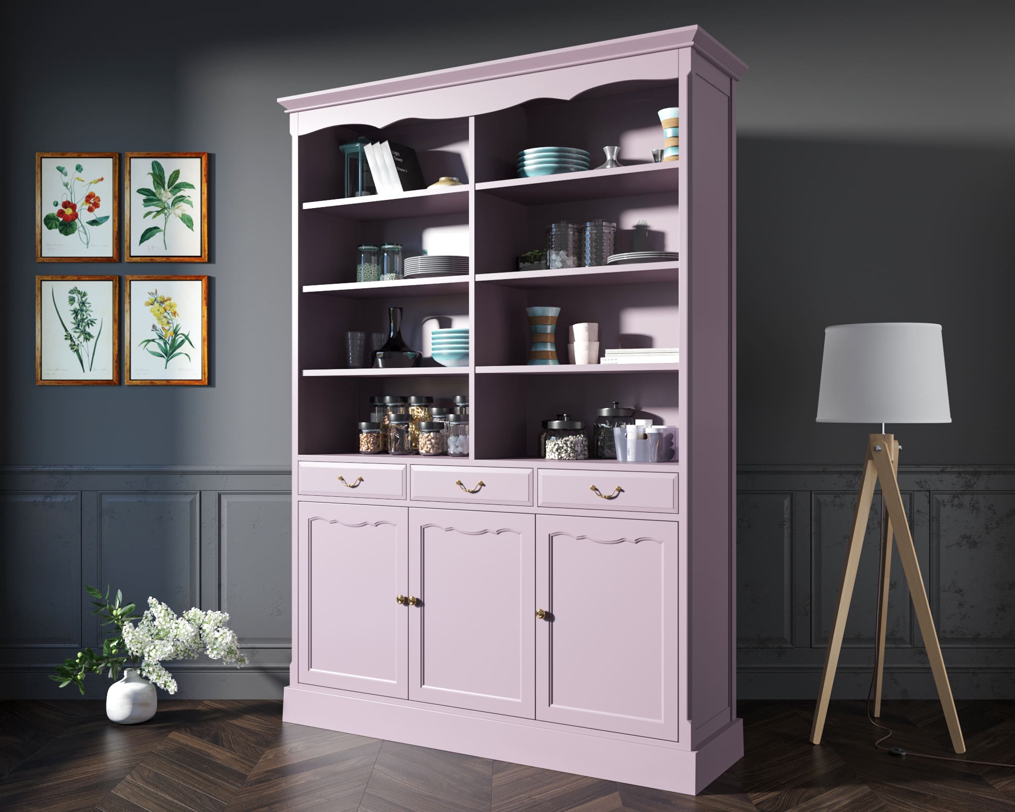 фото Двухсекционный шкаф Leontina Lavanda для посуды арт ST9330/3L