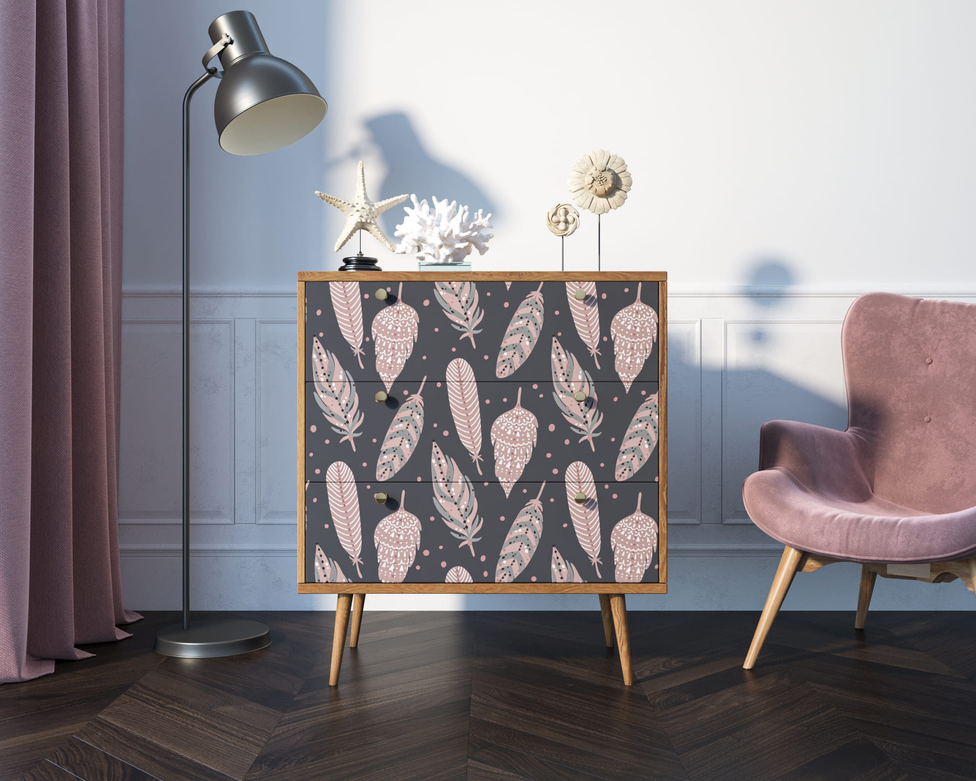 Комод "Berber" три ящика 40 принт арт BB40/Print_40 в интернет-магазине