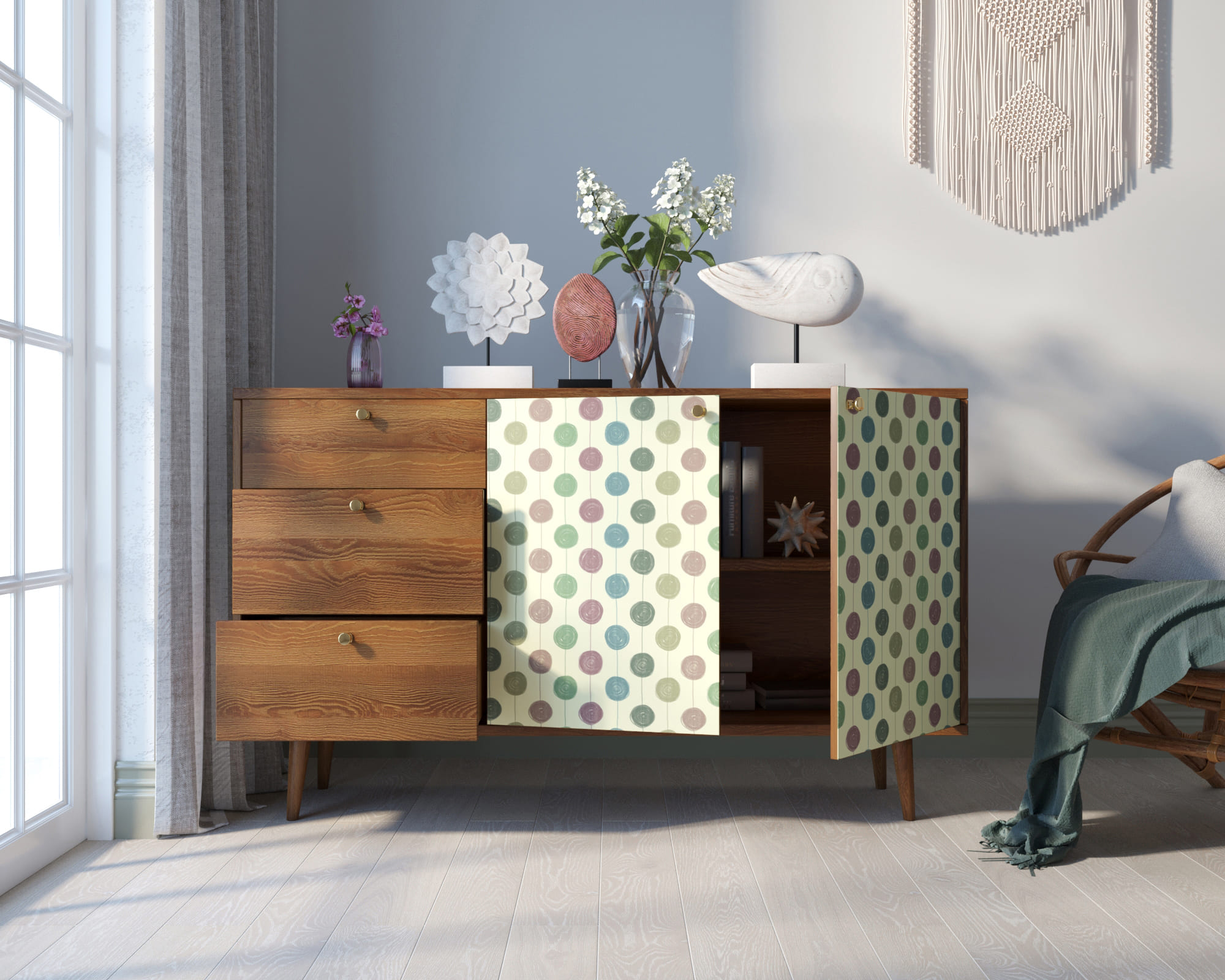 Комод "Berber" с двумя дверками и ящиками 24 принт арт BB05/Print_24 в интернет-магазине