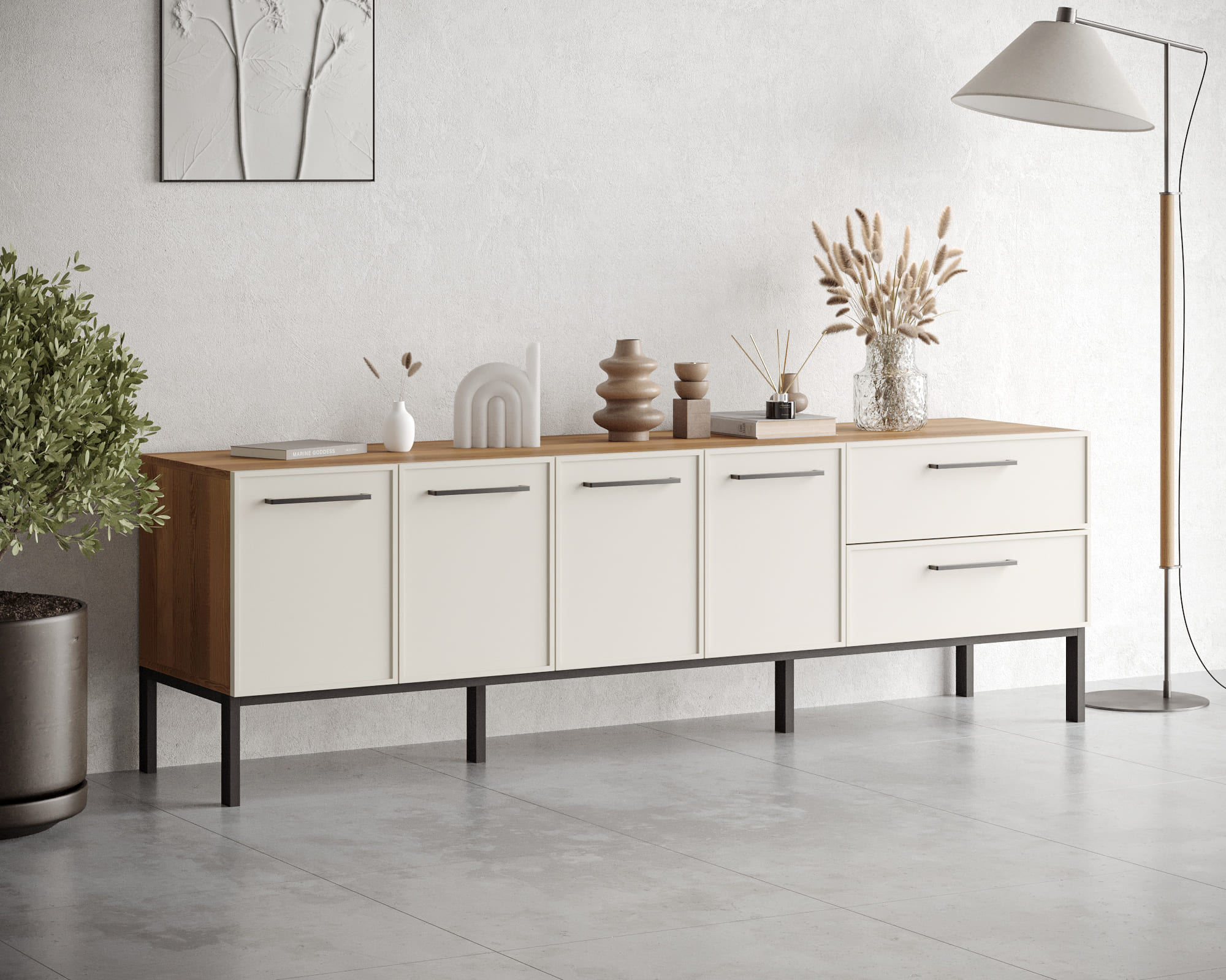 заказать Комод с четырьмя дверками и двумя ящиками "Nicole" арт NEM04