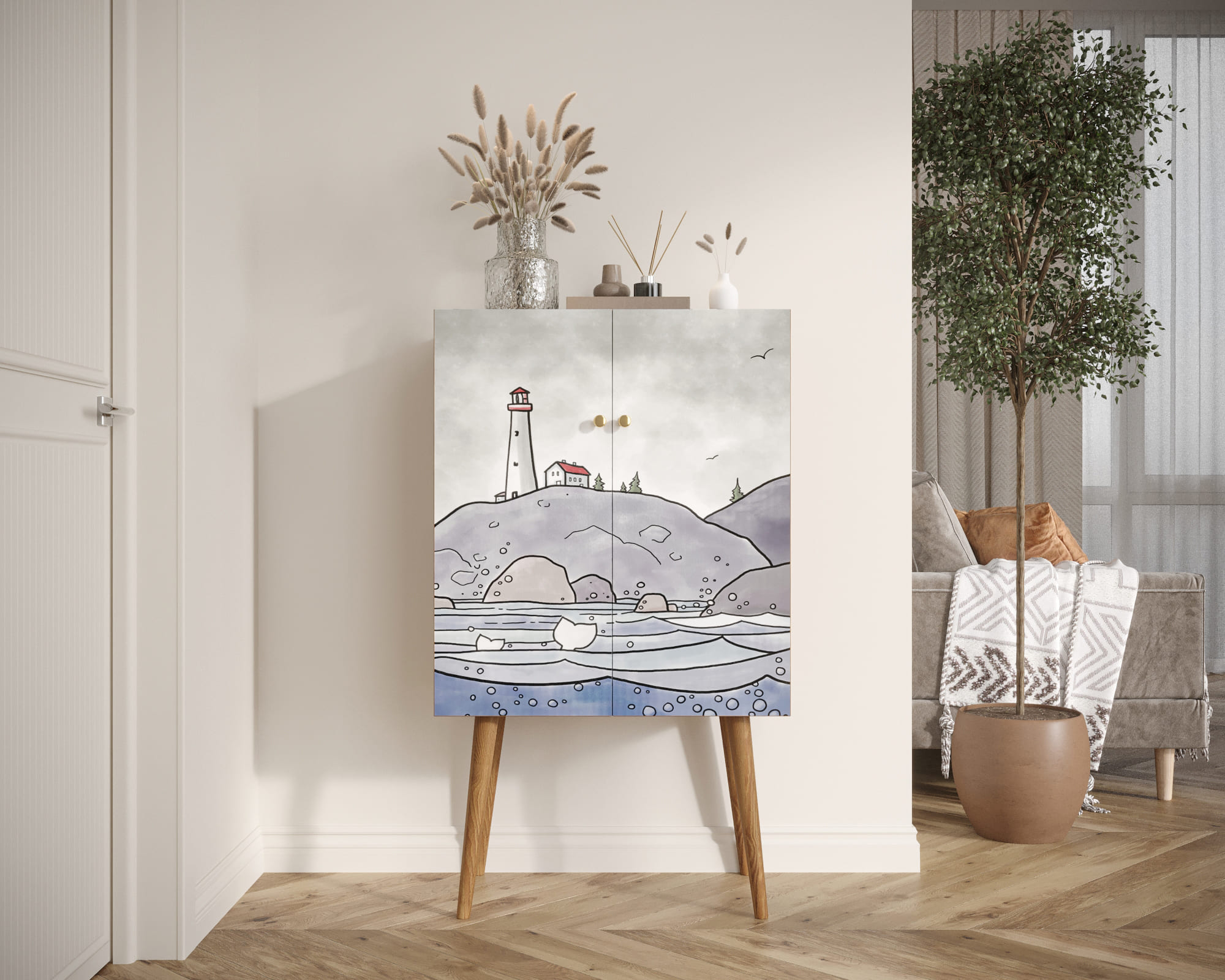 Комод на высоких ножках "Berber" арт BB09/Print_51 в интернет-магазине в Москве Комод на высоких ножках "Berber" арт BB09/Print_51 в интернет-магазине