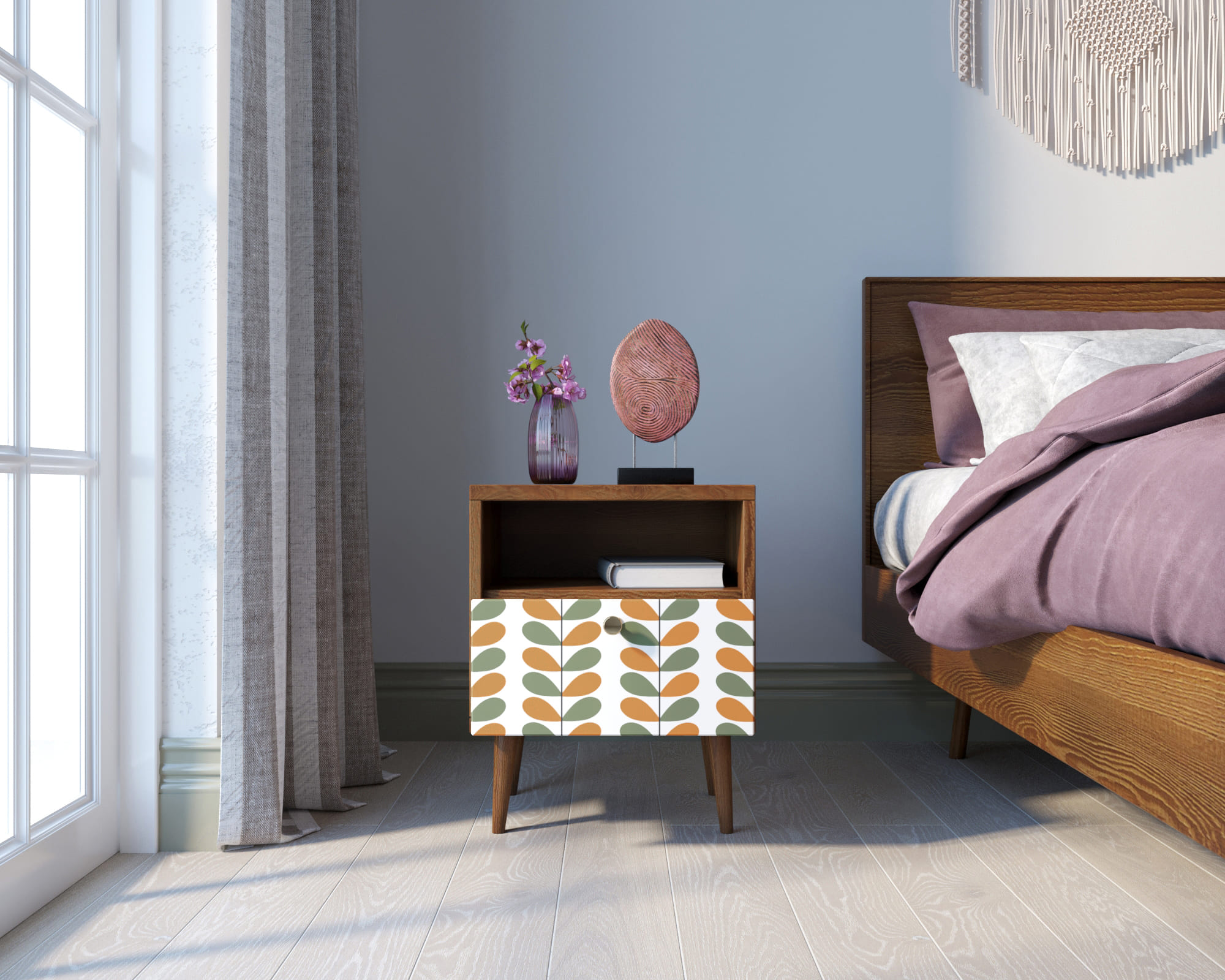 Тумбочка "Berber" с одним ящиком 23 принт арт BB06/Print_23, разноцветная в интернет-магазине