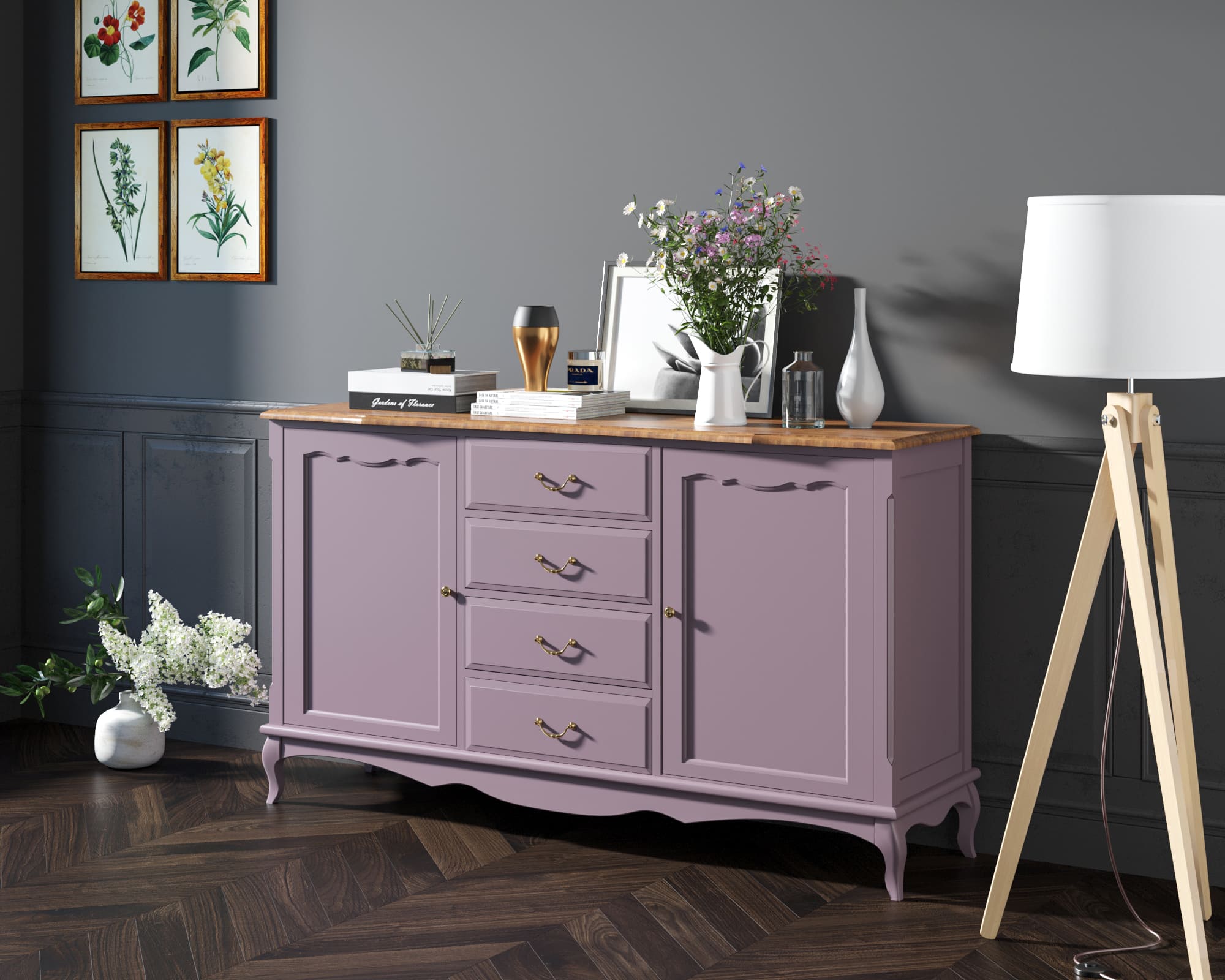 заказать Комод "Leontina lavanda" с дверками и ящиками арт ST9351L