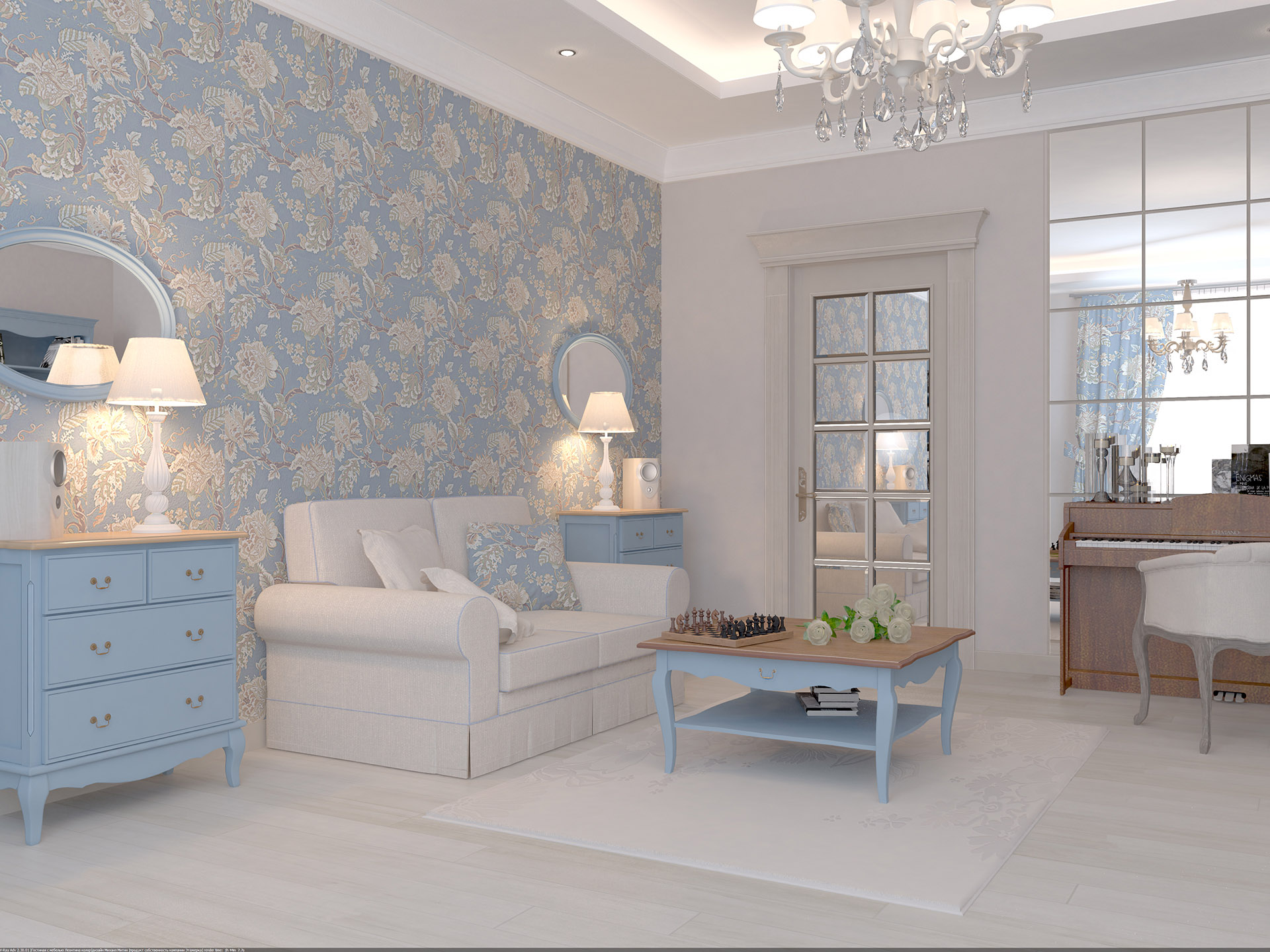 Гостиная из коллекции "Leontina" голубая арт 111182 Гостиная из коллекции "Leontina" голубая арт 111182