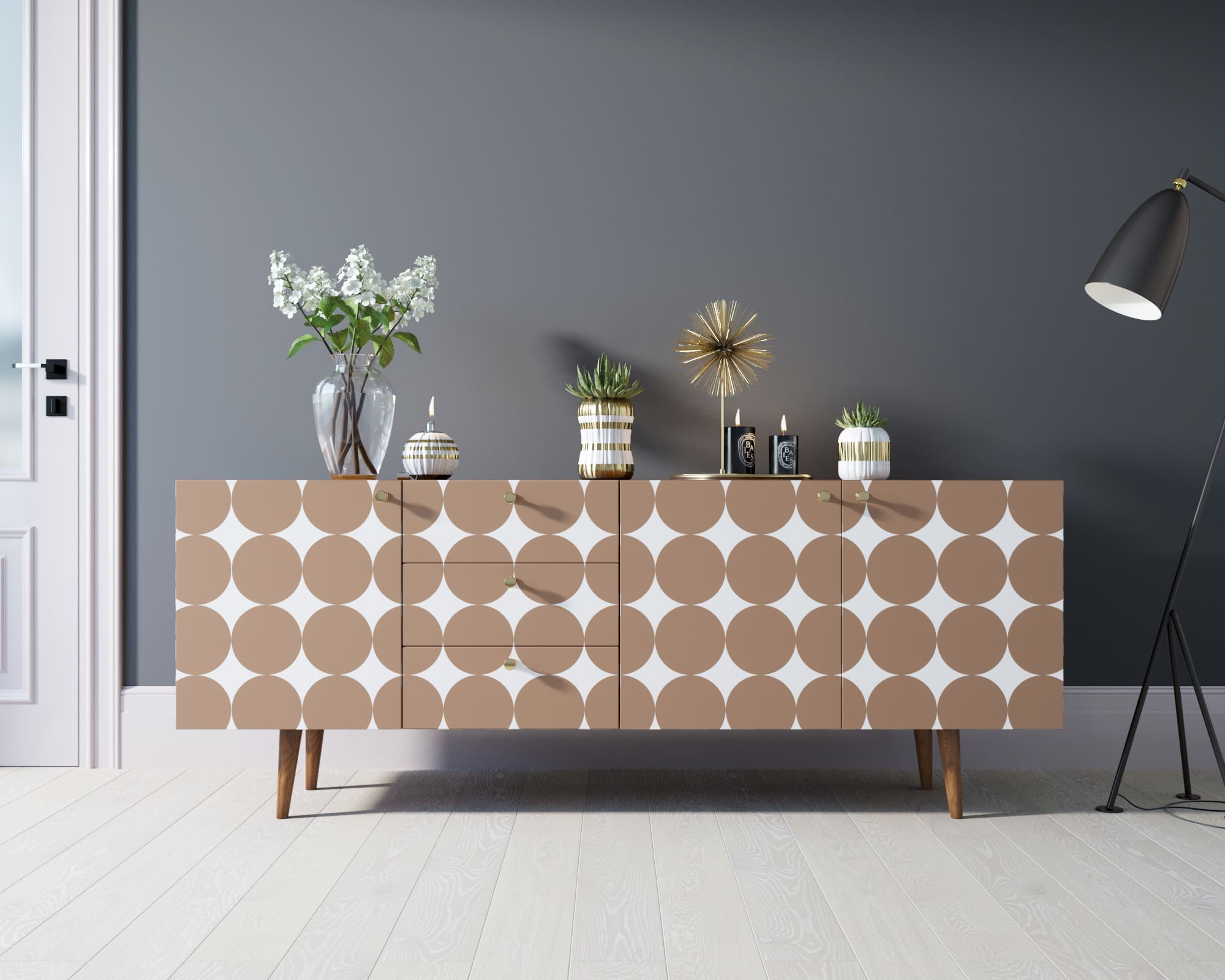 Комод "Berber" удлиненный принт 17 арт BB11/Print_17 в интерьере