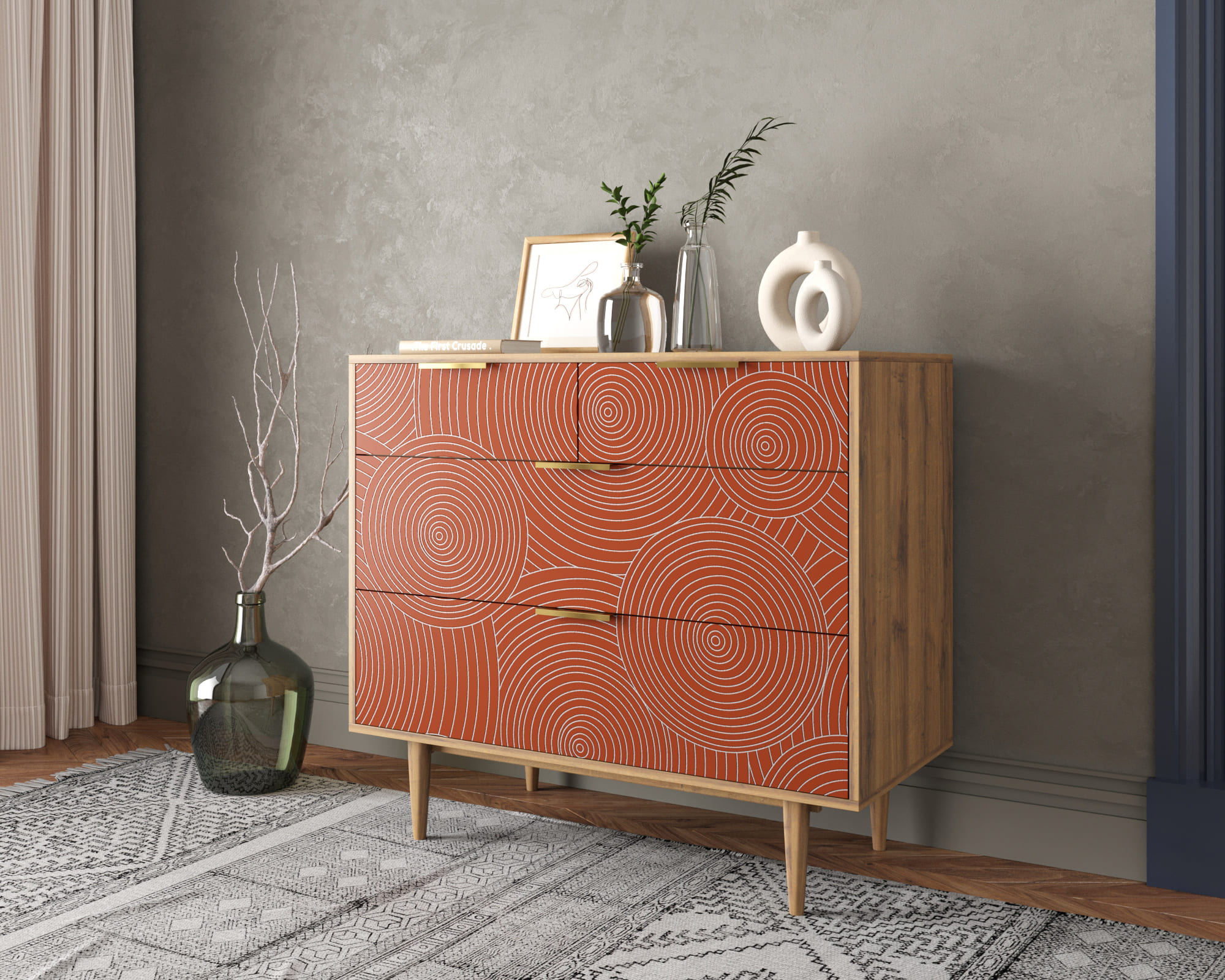 заказать Комод с четыремя ящиками "Line" R22/red