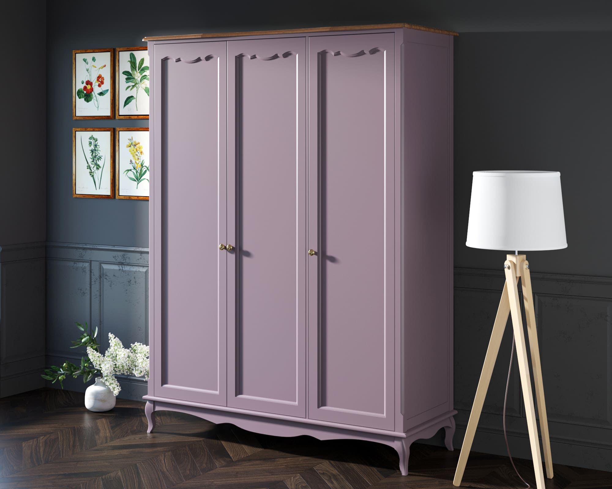 заказать Шкаф Leontina Lavanda для одежды трехстворчатый арт ST9327/3L