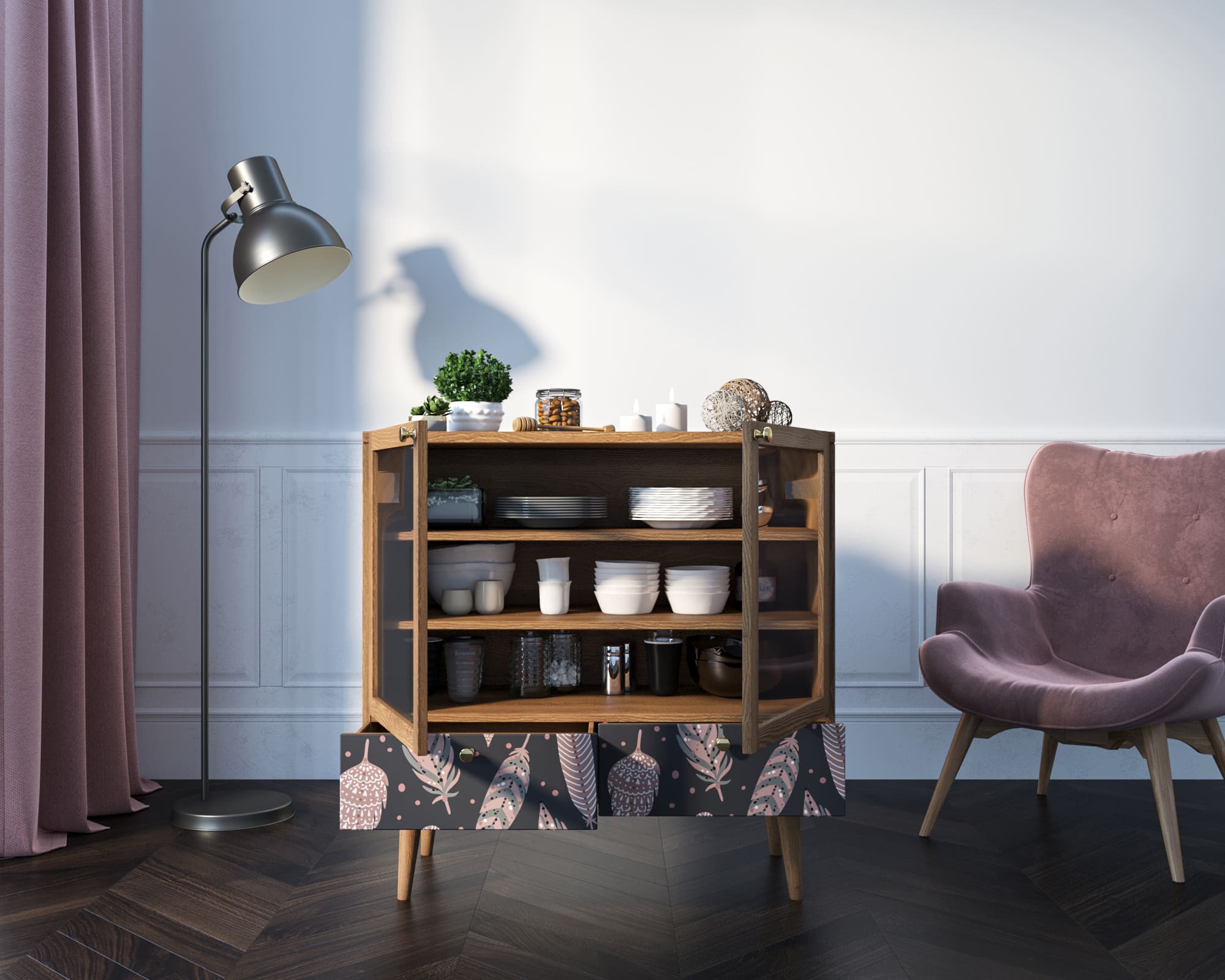 купить Буфет низкий "Berber" принт 40 арт BB47/Print_40