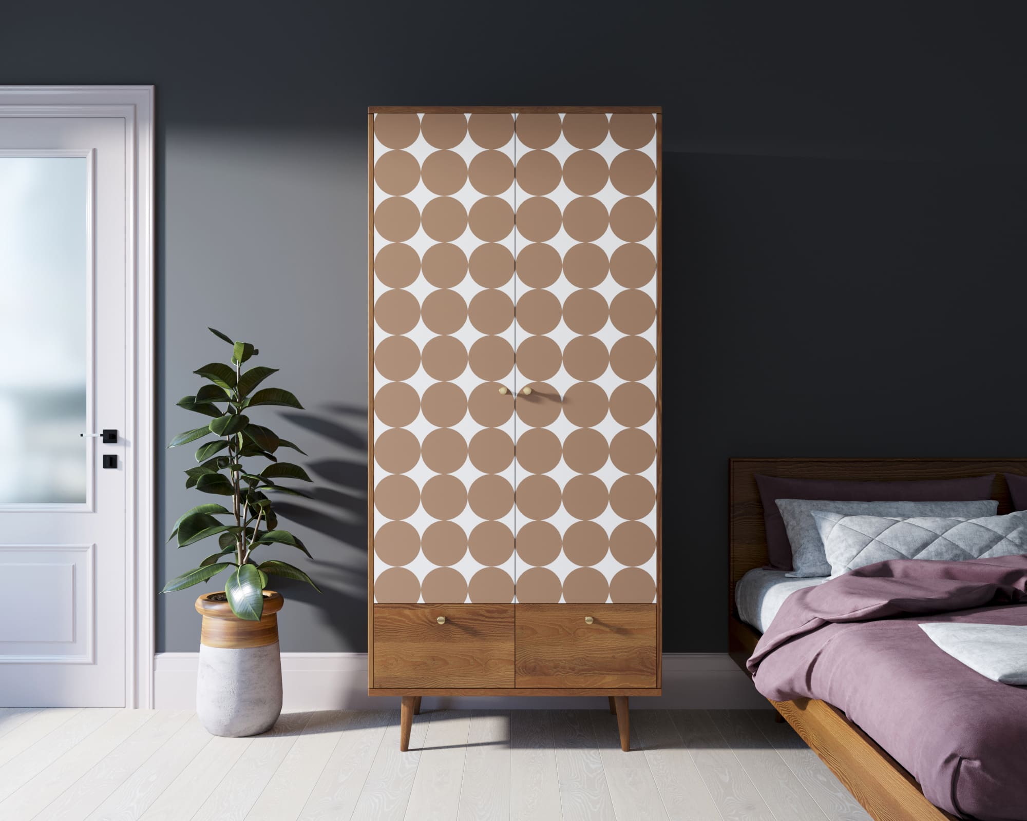 Шкаф двухстворчатый "Berber" принт 17 арт BB16/Print_17 в интерьере