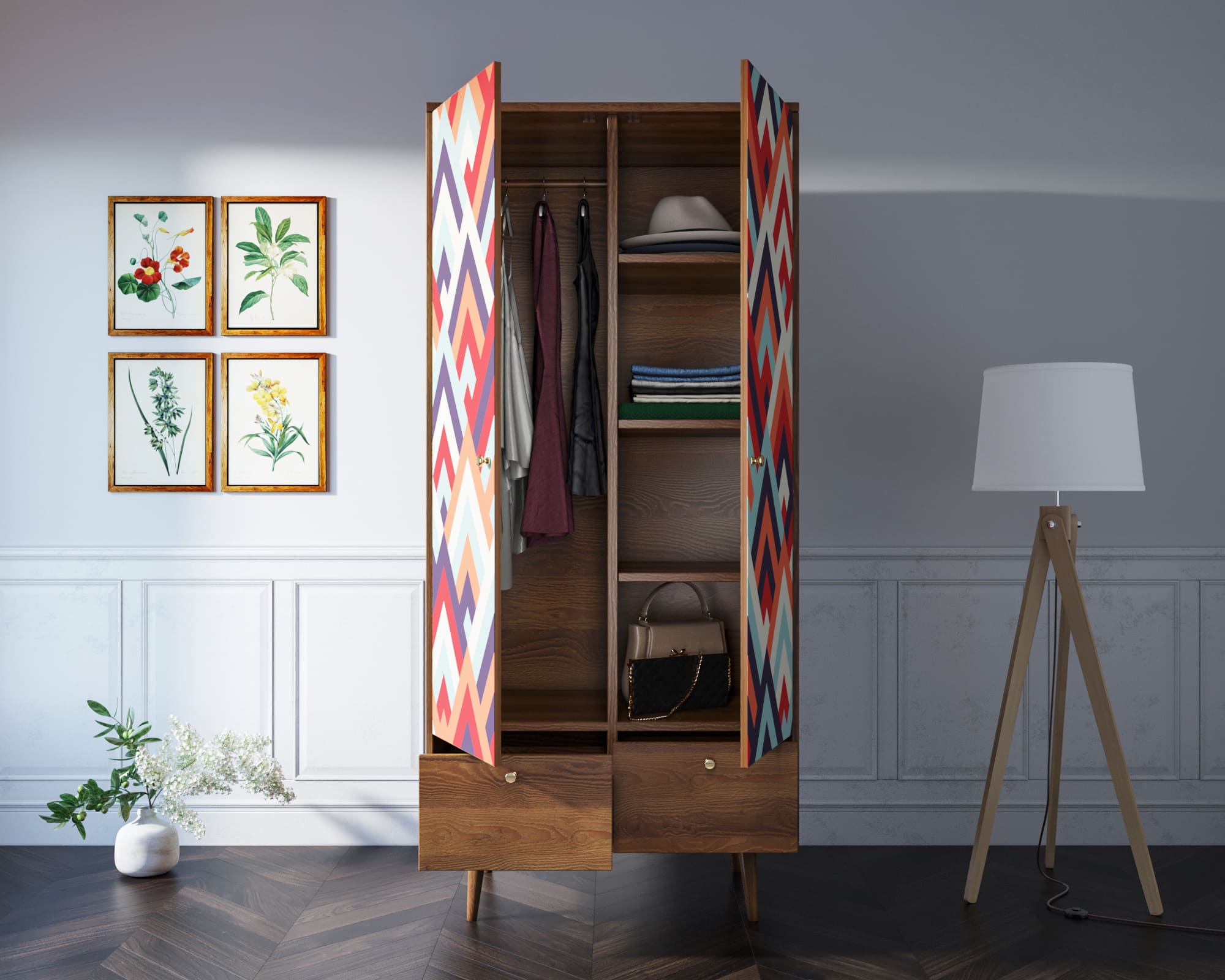 Шкаф двухстворчатый "Berber" принт 2 арт BB16/Print_02 в интернет-магазине