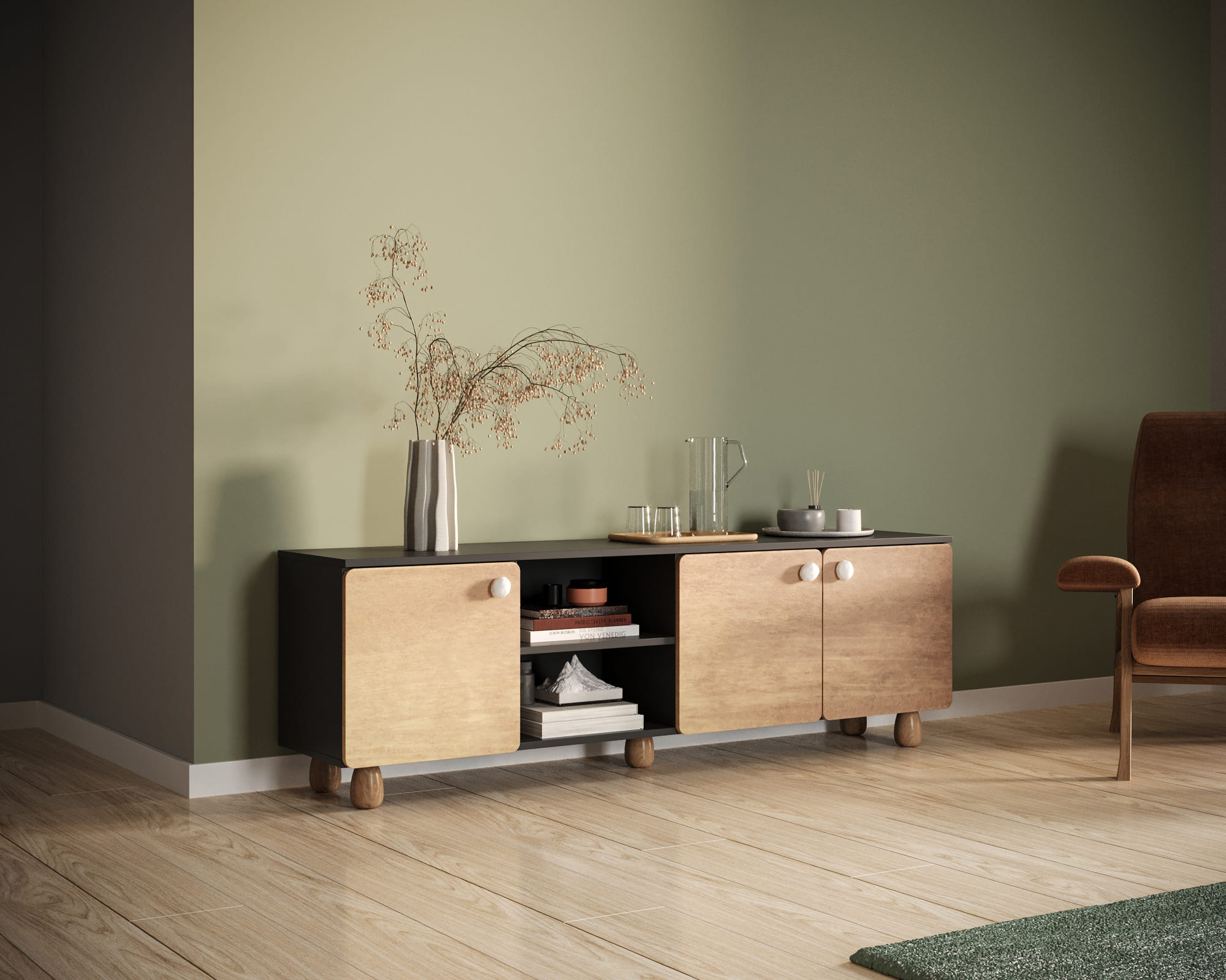 заказать Комод низкий с тремя дверками "Split" SP05