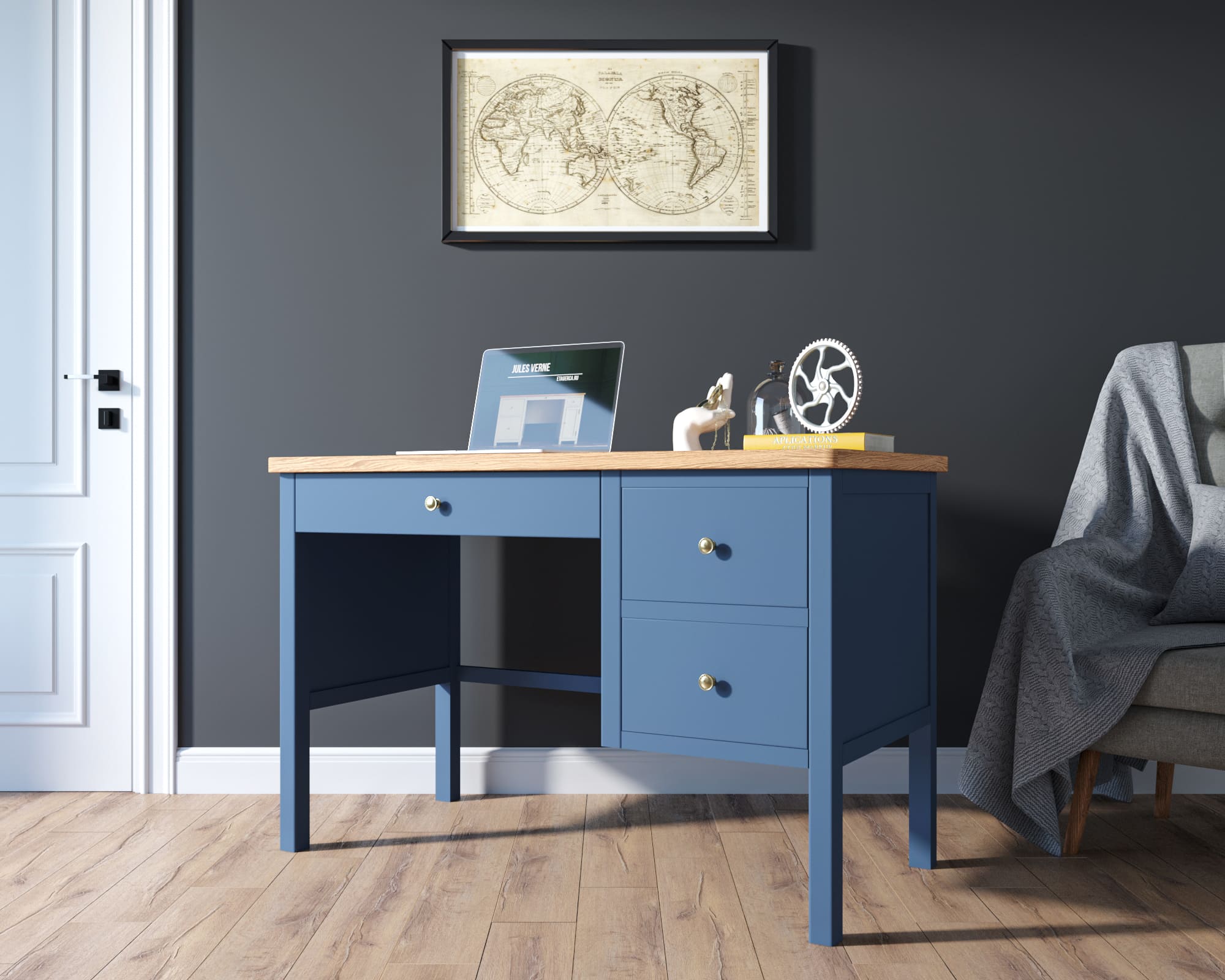 заказать Рабочий стол "Jules Verne" с широкой тумбой арт JV47ETGB в Москве заказать Рабочий стол "Jules Verne" с широкой тумбой арт JV47ETGB