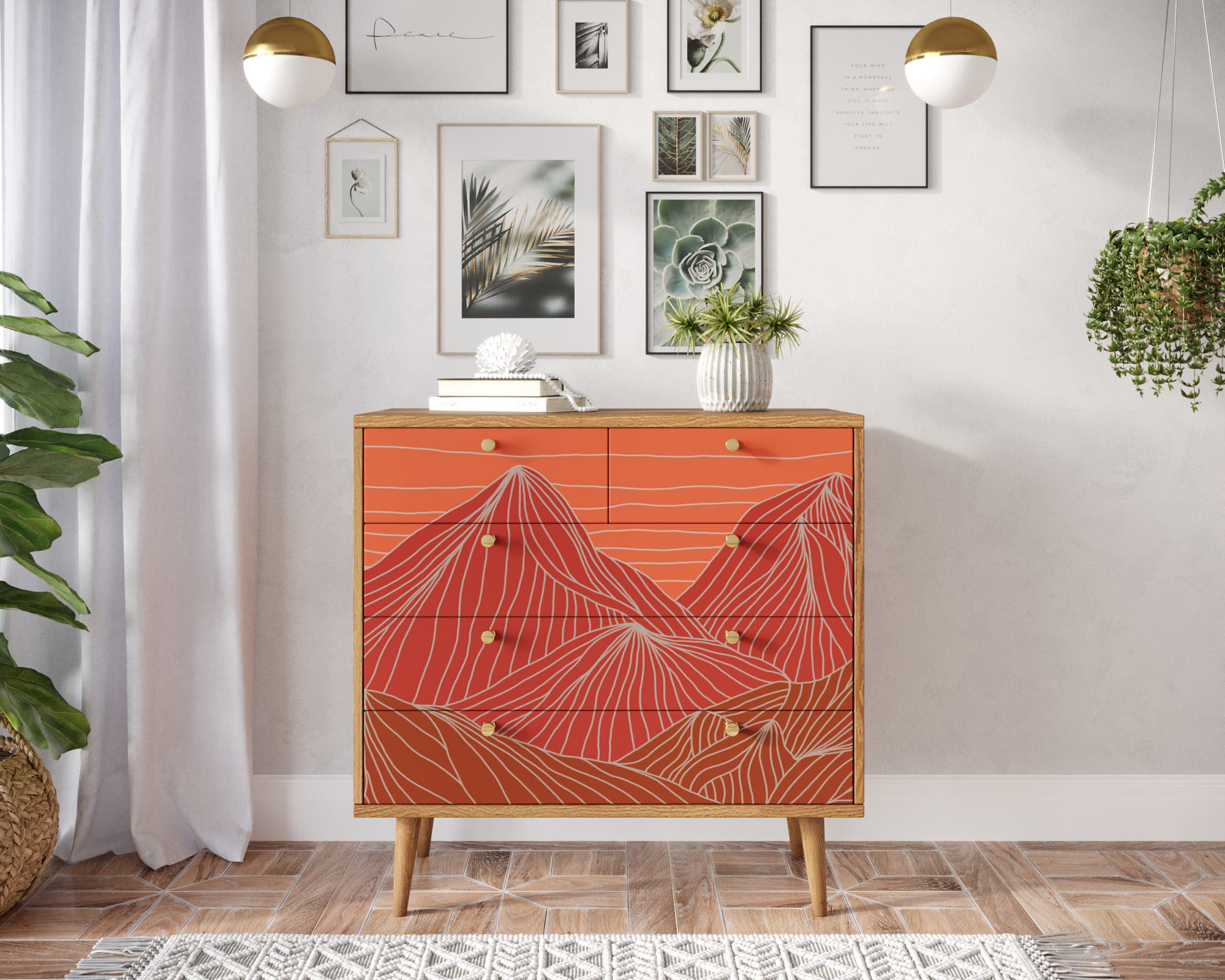 Комод "Berber" пять ящиков 49 принт арт BB36/Print_49 в интернет-магазине