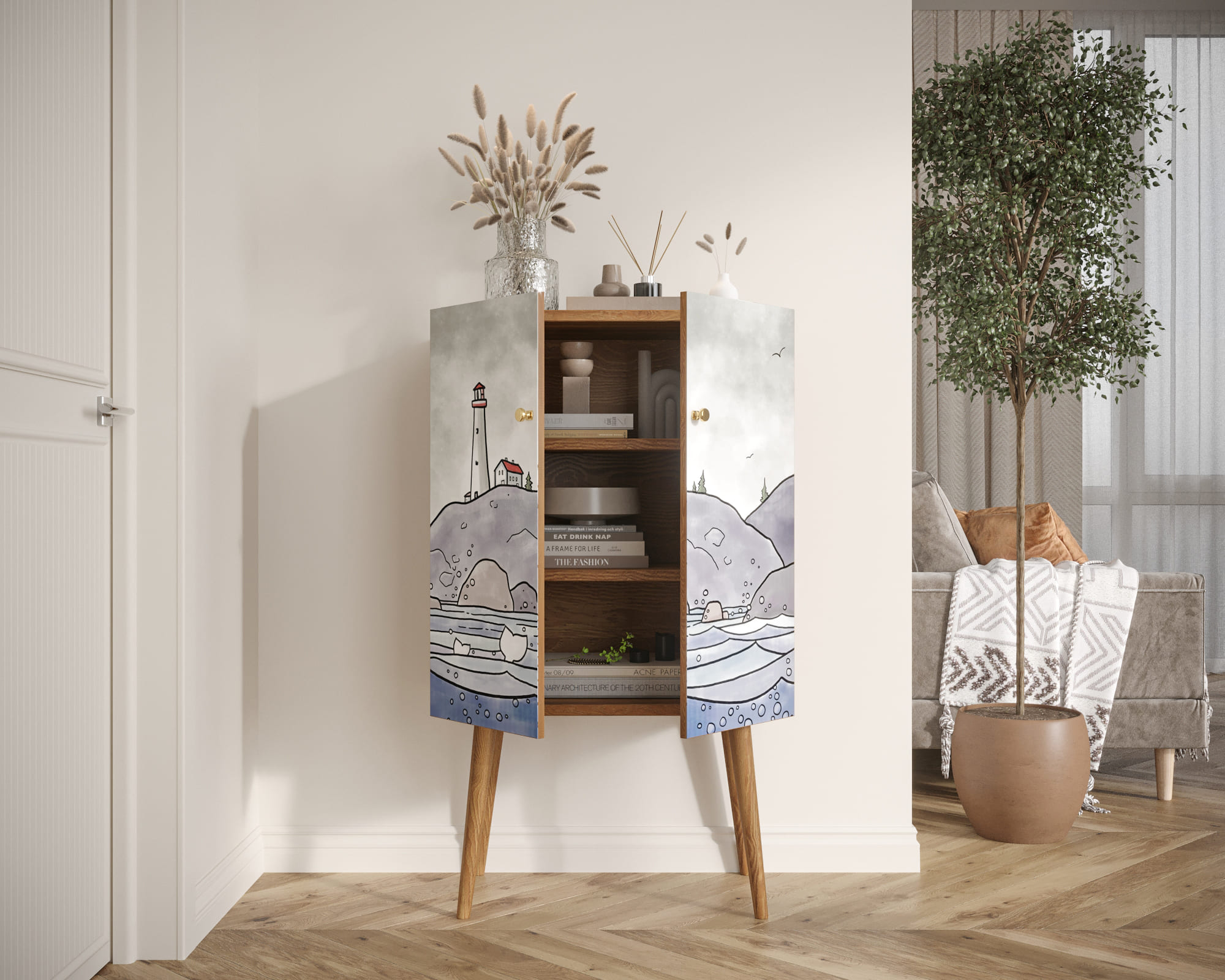 купить Комод на высоких ножках "Berber" арт BB09/Print_51 в Москве купить Комод на высоких ножках "Berber" арт BB09/Print_51