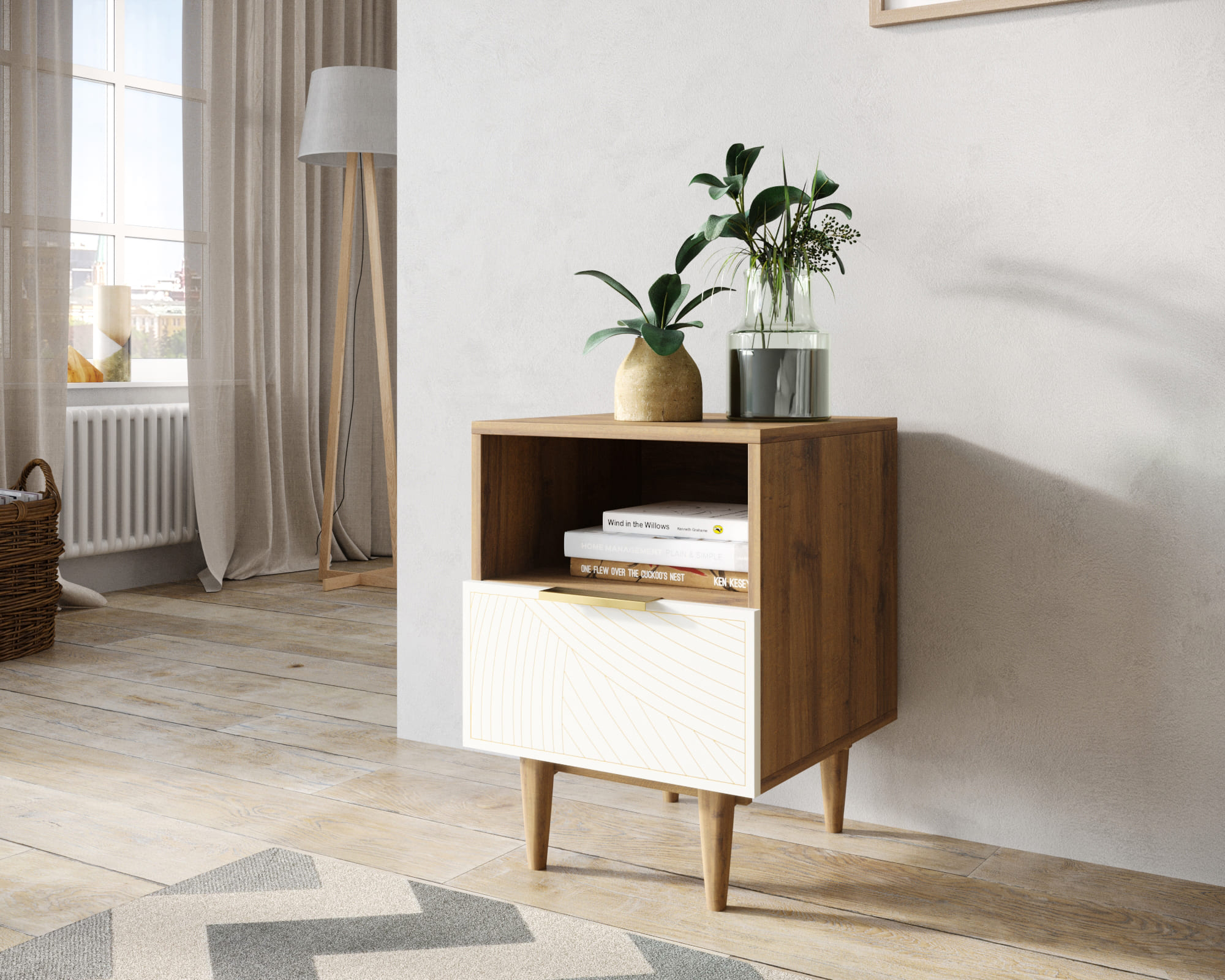 заказать Тумбочка с нижним ящиком "Line" LN09/GR1/beige