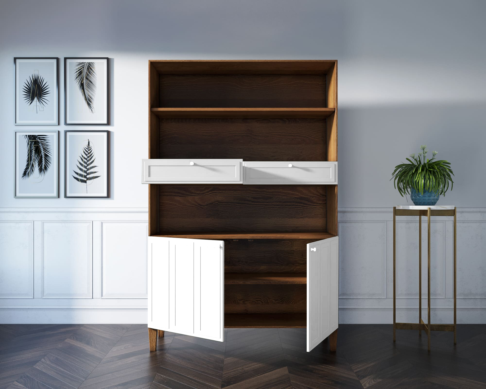 заказать Стеллаж широкий двухстворчатый "Andersen" арт AN17WH