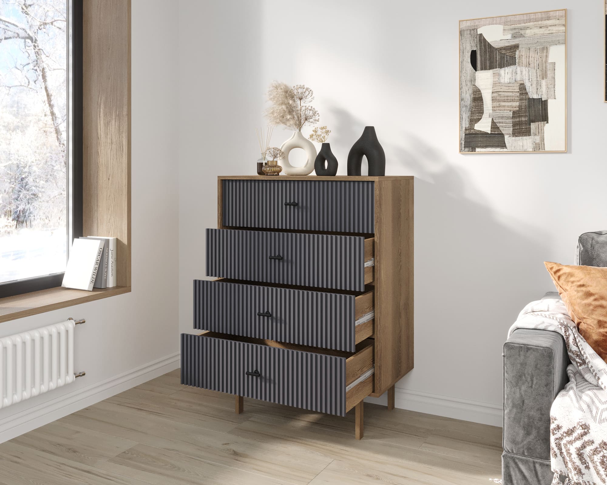 купить Комод вертикальный с четырьмя ящиками "Emerson" арт EM18/7024/L