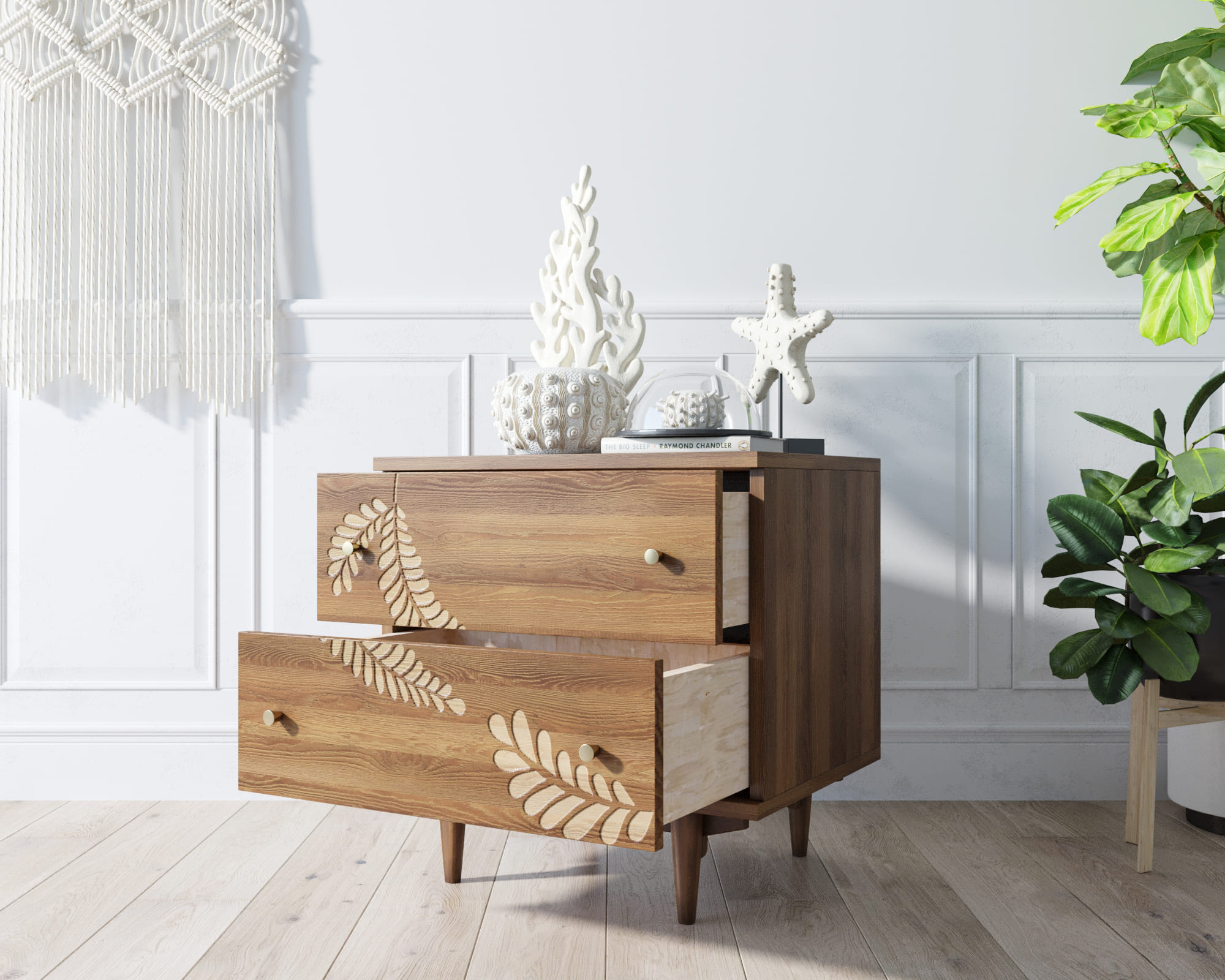 купить Комод "Boho" 2 ящика с растением арт BH05