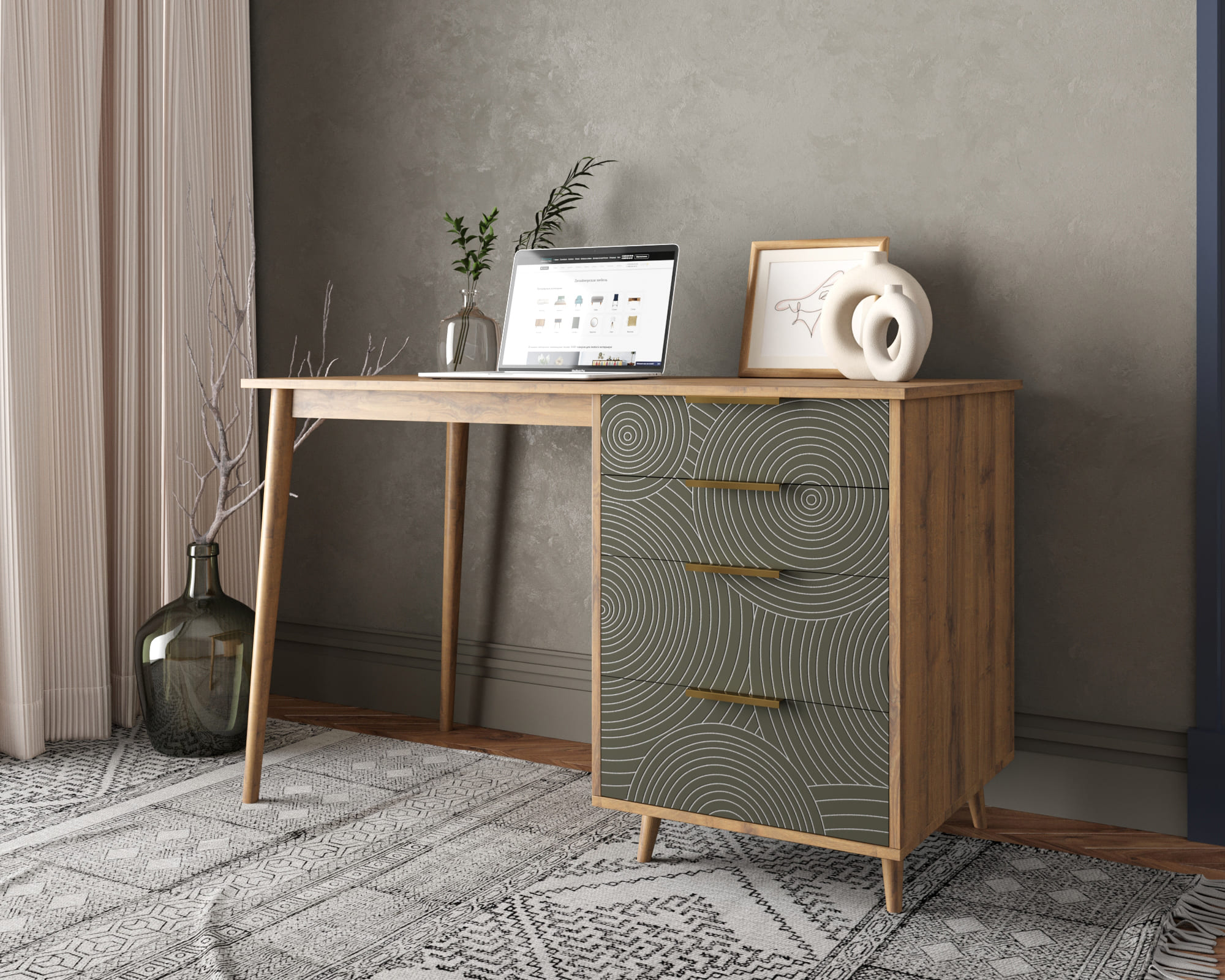 заказать Стол рабочий "Line" одной тумбой R23/browngrey в Москве заказать Стол рабочий "Line" одной тумбой R23/browngrey