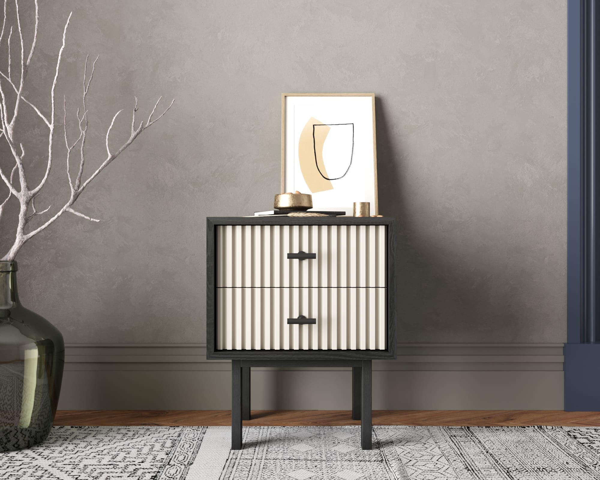 Тумбочка с двумя ящиками "Emerson" арт EM16/milky/L в интернет-магазине