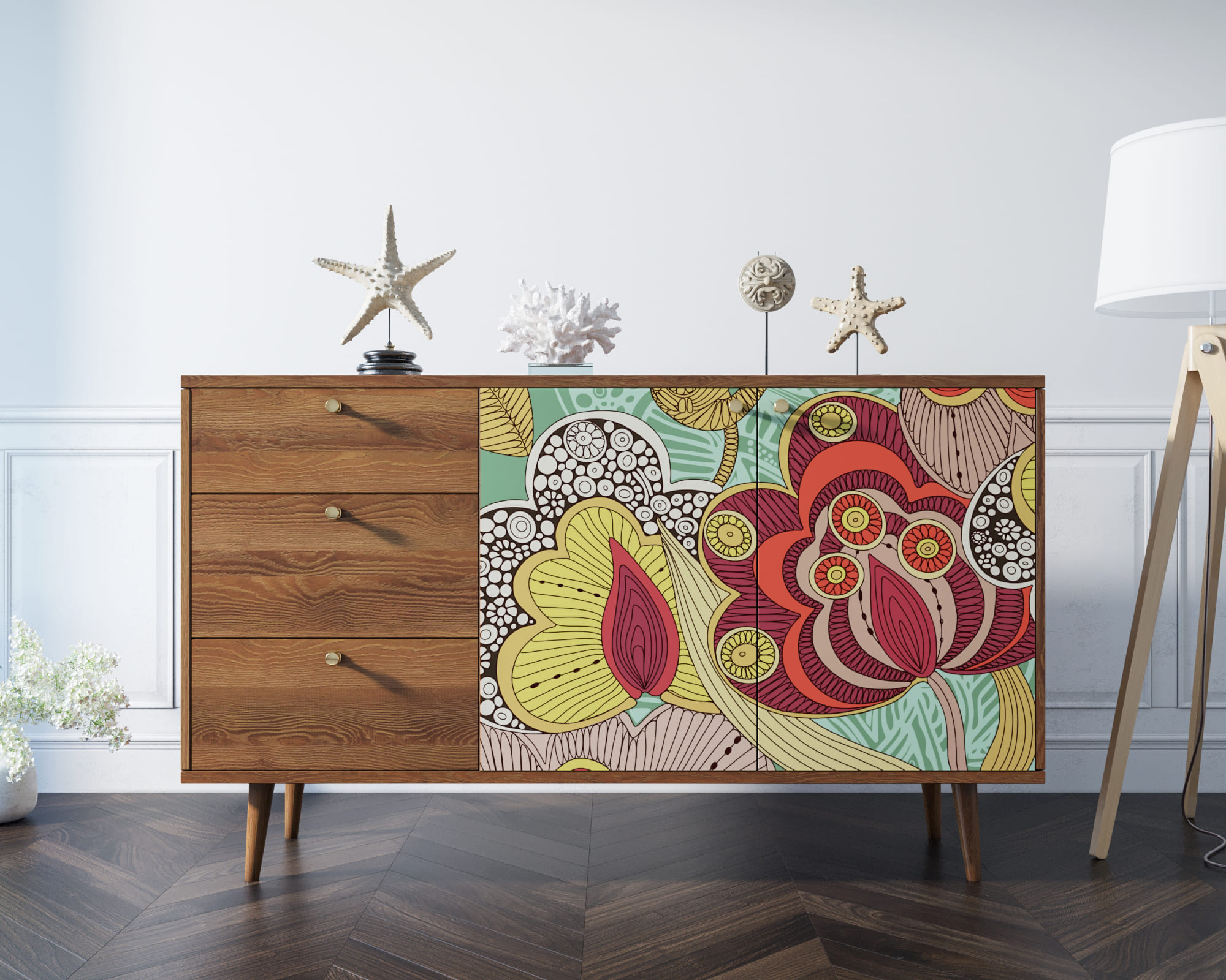 Комод "Berber" с двумя дверками и ящиками 6 принт арт BB05/Print_06 в интернет-магазине